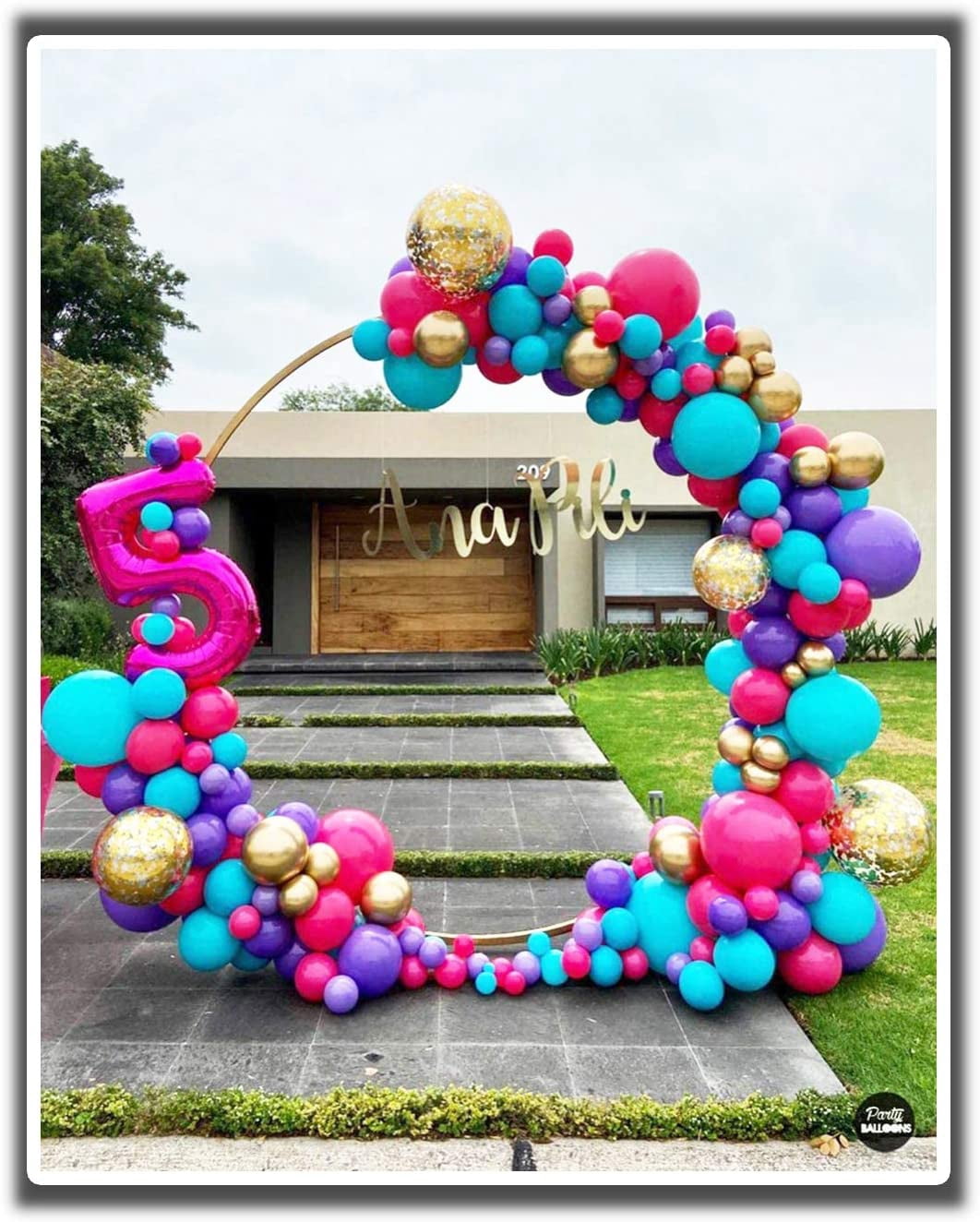 Langxun Round Balloon Arch Kit, Heavy-Duty Metal Backdrop Stand for Wedding and Birthday Party Decorations (Gold, 6 ft) 8dkwv