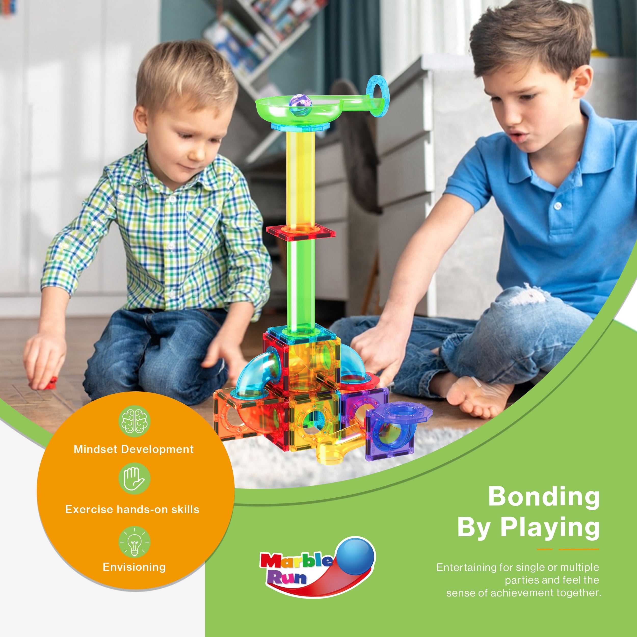 PicassoTiles Magnetic Marble Run Construction Set (62 Pieces) m6w5z