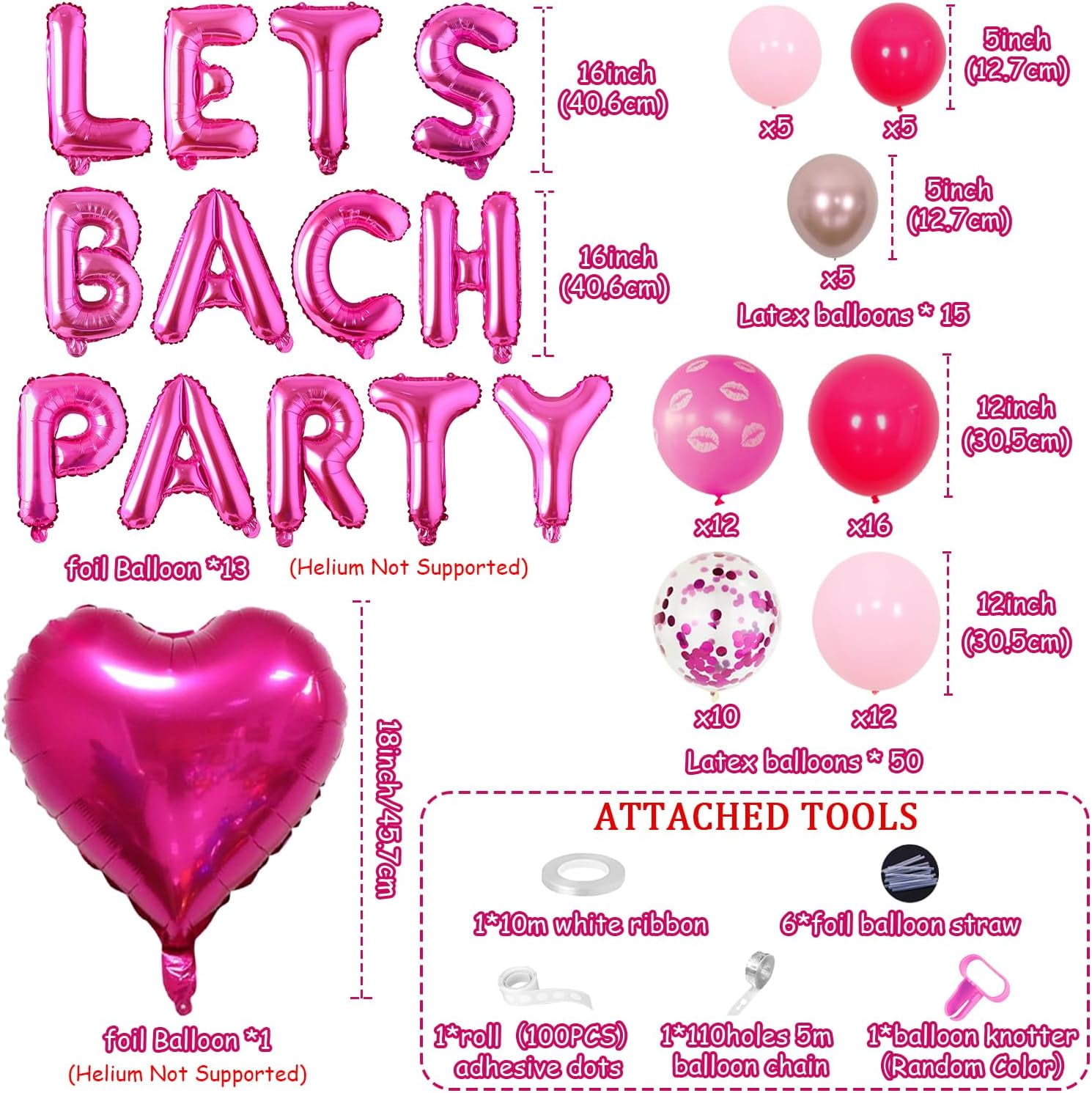 Merrystorm Bachelorette Party Balloon Garland Arch Kit (Rose Red and Pink, 85 Piece Set) me996