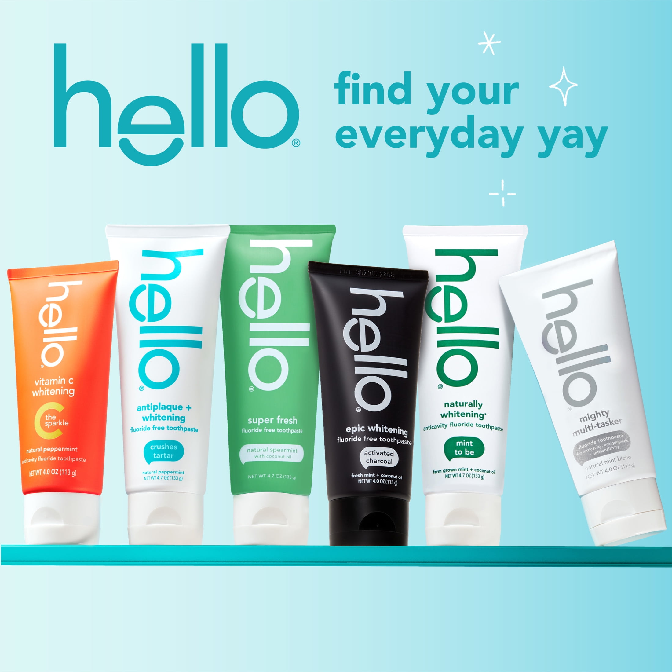 Hello Antiplaque and Whitening Fluoride Free Toothpaste, Natural Peppermint (4.7 oz) 70by1