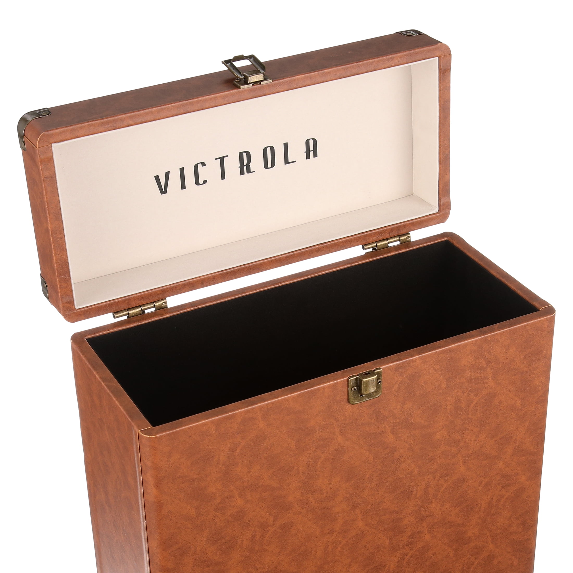Victrola Vinyl Record Storage Case (Brown, 13 in x 6 in x 14 in) 6temf