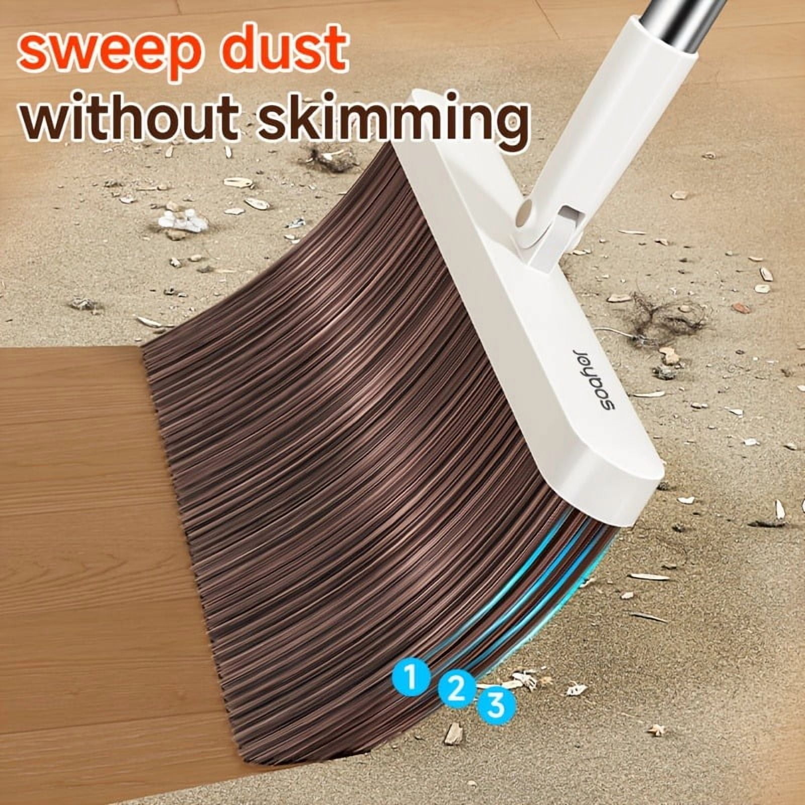 MAOFACE Broom and Dustpan Set for Home, Upright Cleaning Combo with Integrated Comb Teeth (White, 39 in) 76ckv