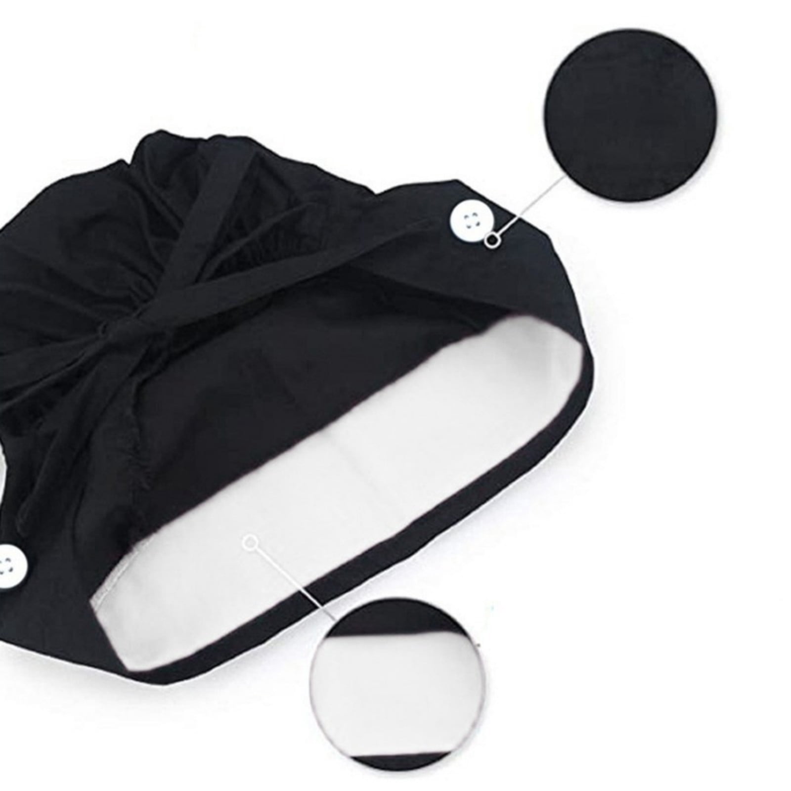 CheerKidz Women Long Hair Scrub Cap with Side Buttons and Back Pouch (Black, One Size) 56e9u