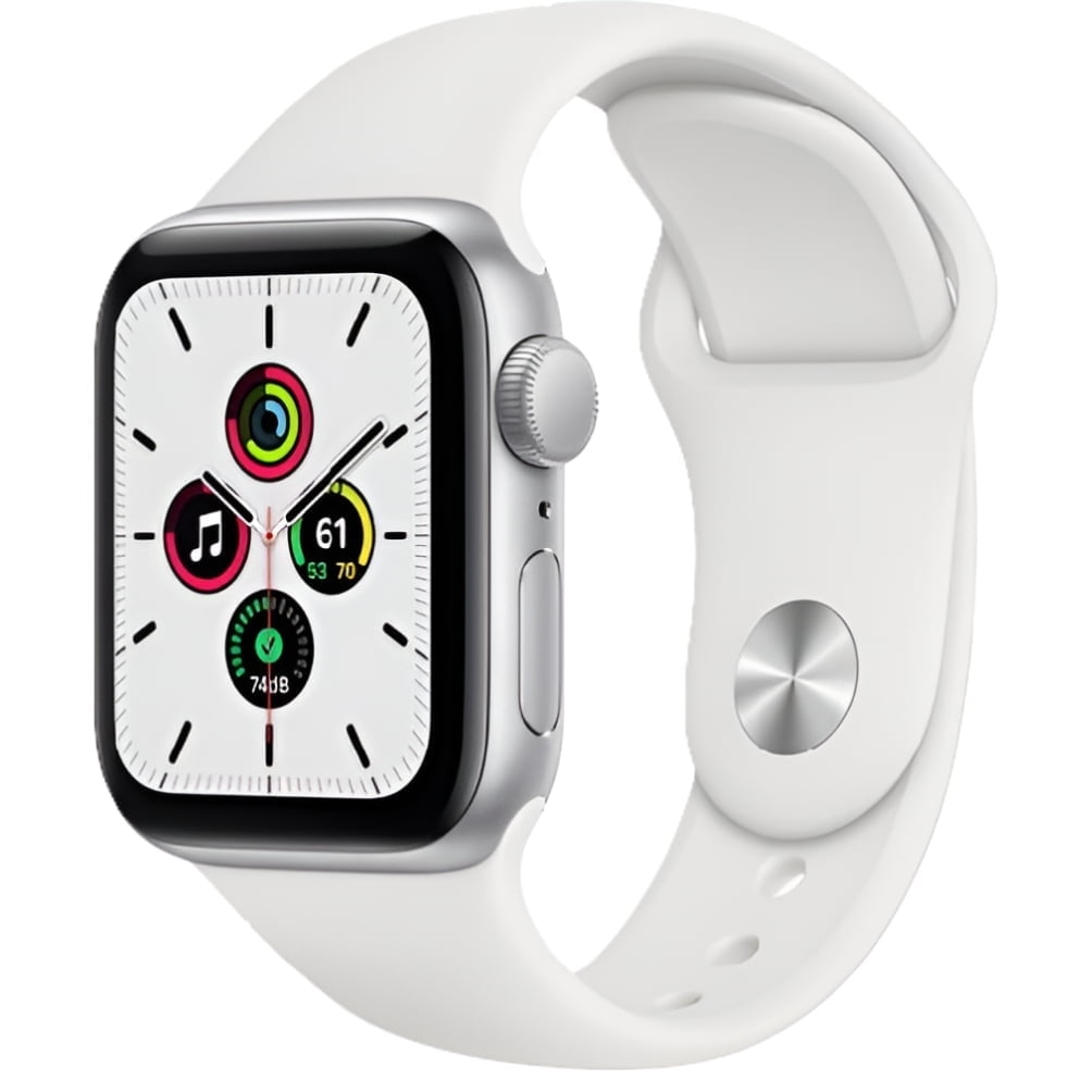 Apple Watch SE GPS Smartwatch (Silver Aluminum Case, White Sport Band, 40mm) m6e1o