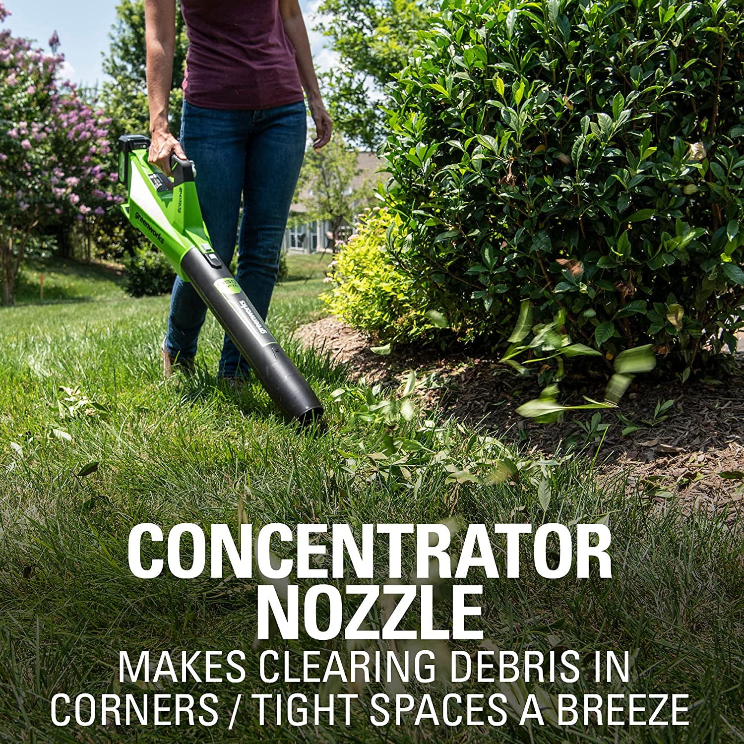 Greenworks Brushless Cordless Leaf Blower Kit with Battery and Charger (Green, 450 CFM) mq1vm