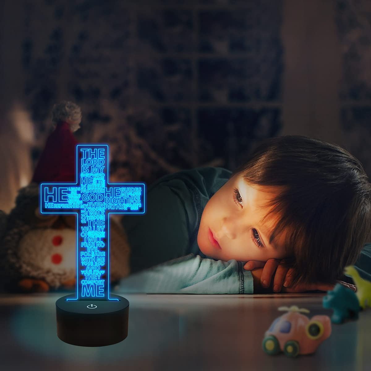 Ysitian Jesus Cross 3D Night Light, LED Optical Illusion Lamp with Remote Control (16 Colors, 8 in) wkyj6