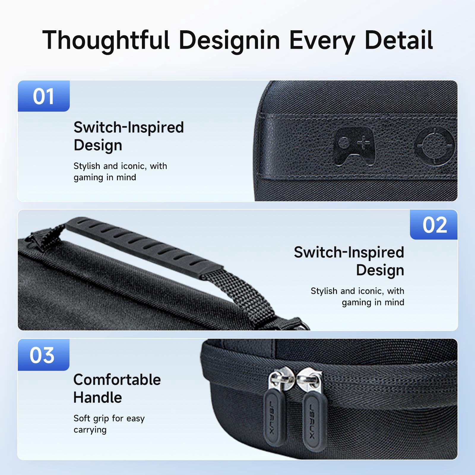 JSAUX Carrying Case for Nintendo Switch 2, Hard Shell Travel Organizer with 20 Game Card Slots (Black, 12.5 in x 5.5 in x 3.5 in) 9ig7m