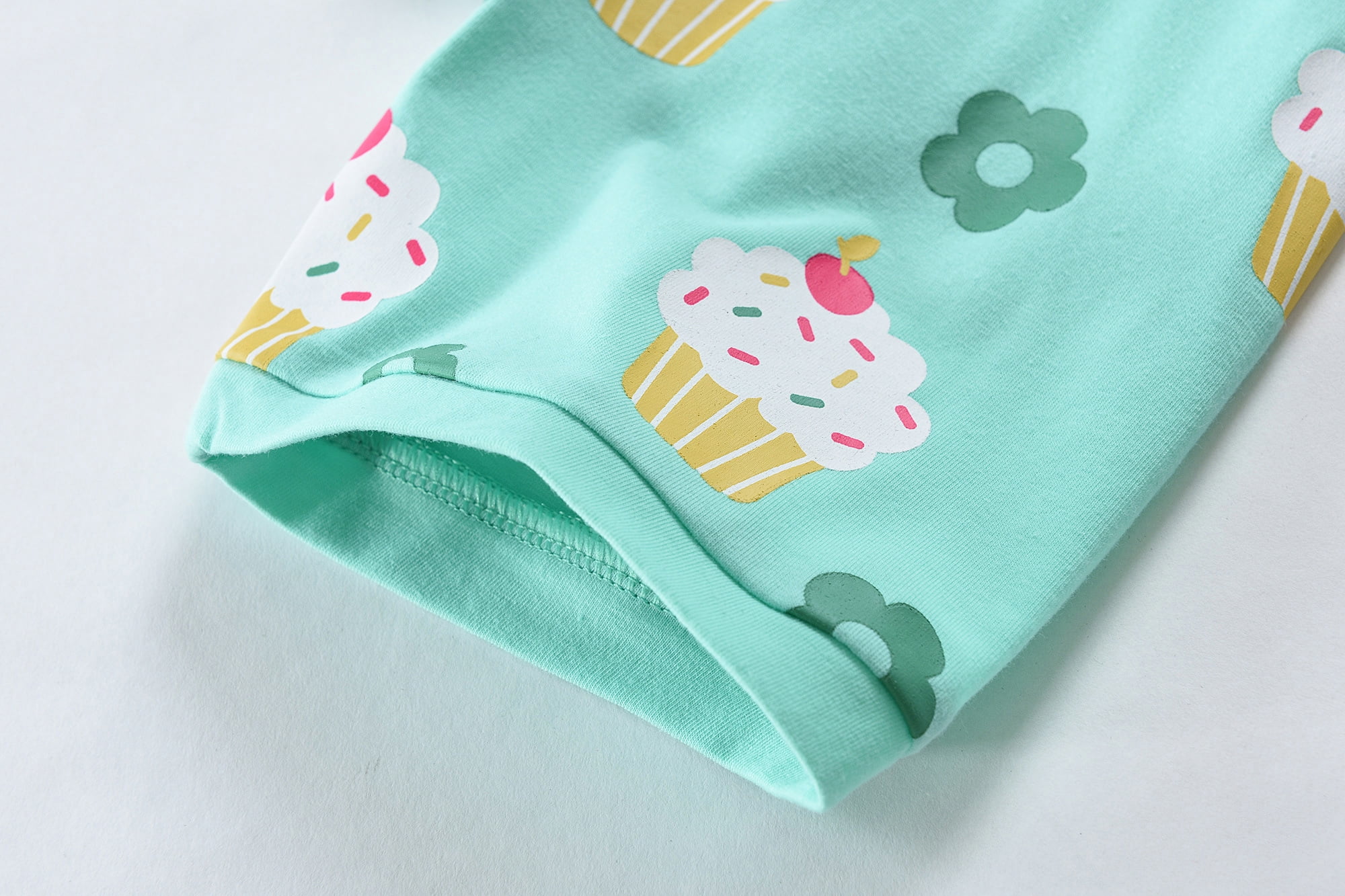 POPTEM Toddler Girls Pajamas Cupcake Print Cotton Short Sleeve Sleepwear Set (Mint Green, 2T) olgkl