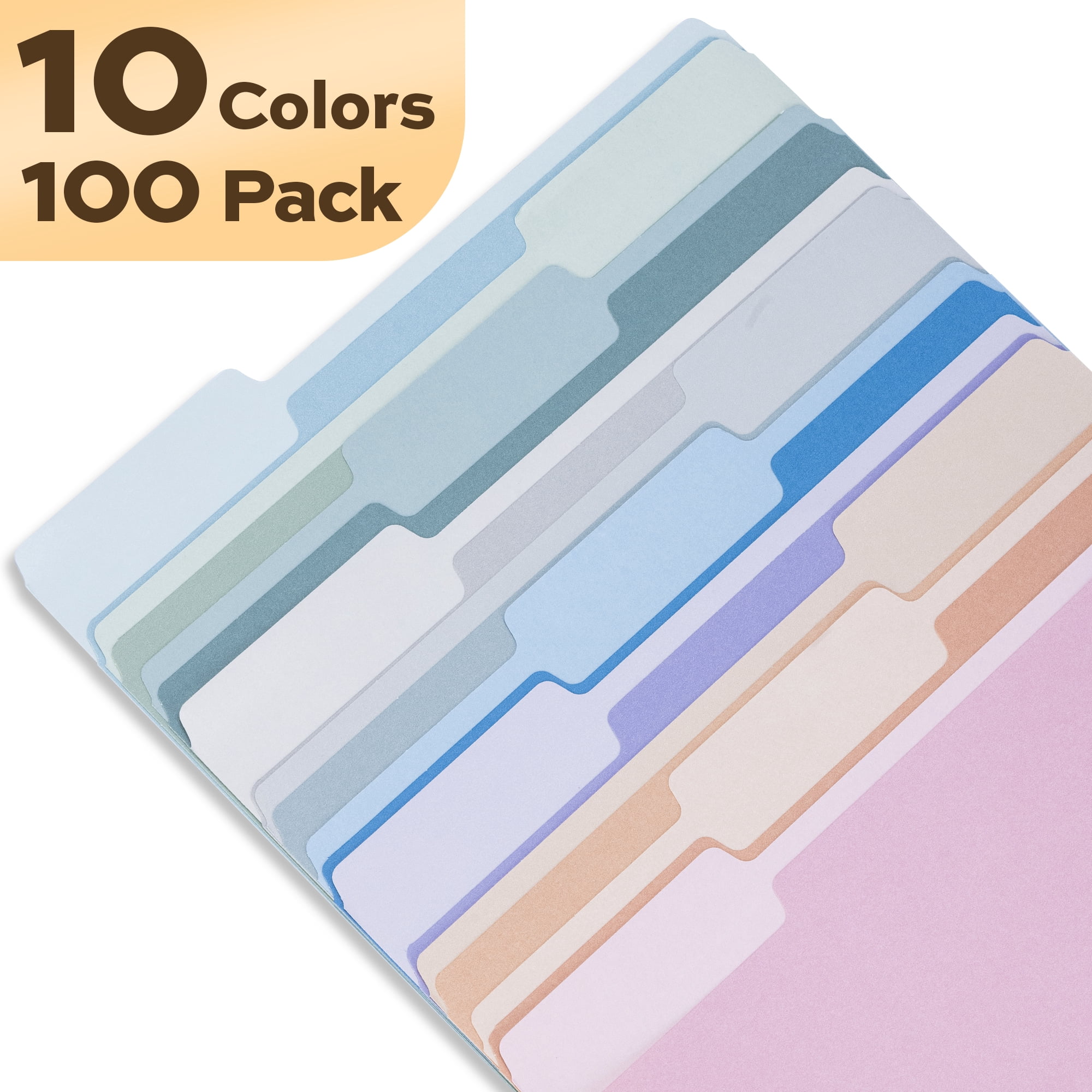 Deli File Folders (10 Pastel Colors, 100 Pack) Letter Size 8.5 x 11 in, 1/3-Cut Tabs for Office and School Organization ra3vw