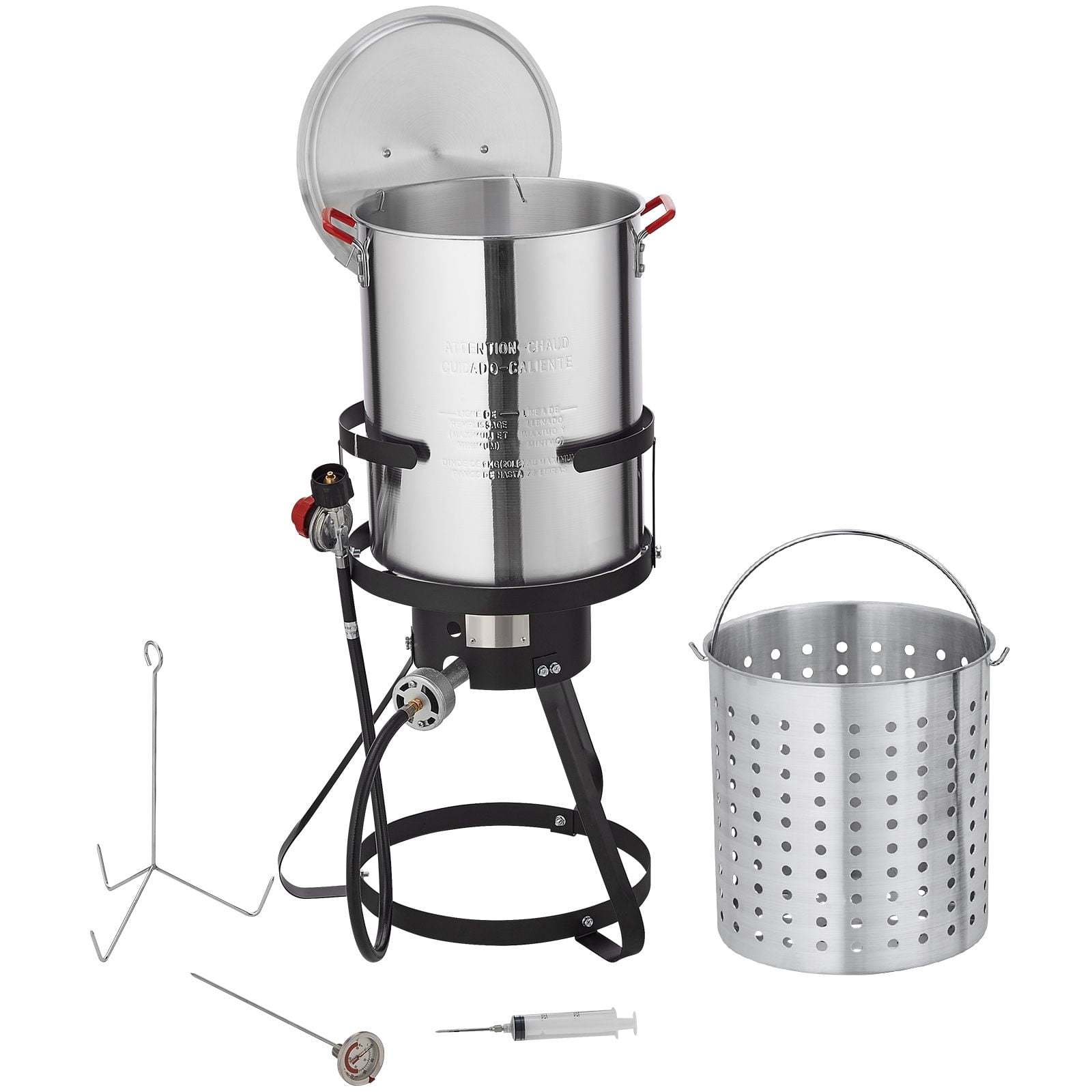 Shenmamo Outdoor Propane Turkey Fryer Kit with 30-Quart Pot, 54K BTU Burner, Basket, Rack and Thermometer (30 qt) 58tnx