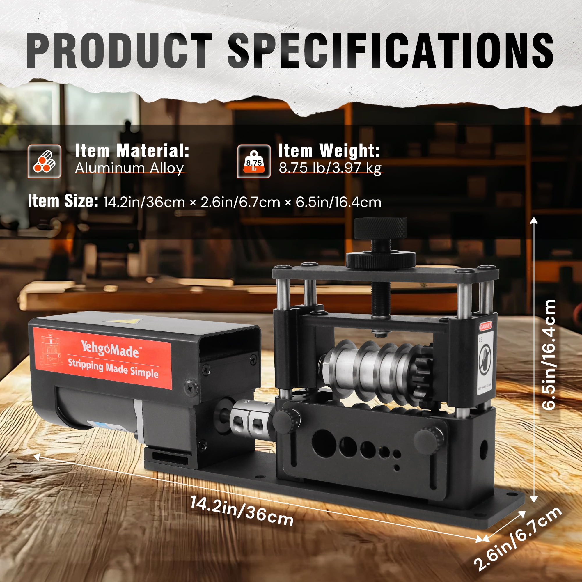 Tanfix Automatic Electric Wire Stripping Machine, Heavy-Duty Cable Stripper Tool for Copper Recycling (6 Channels, 5 Blades, 14AWG to 250MCM) t4twg
