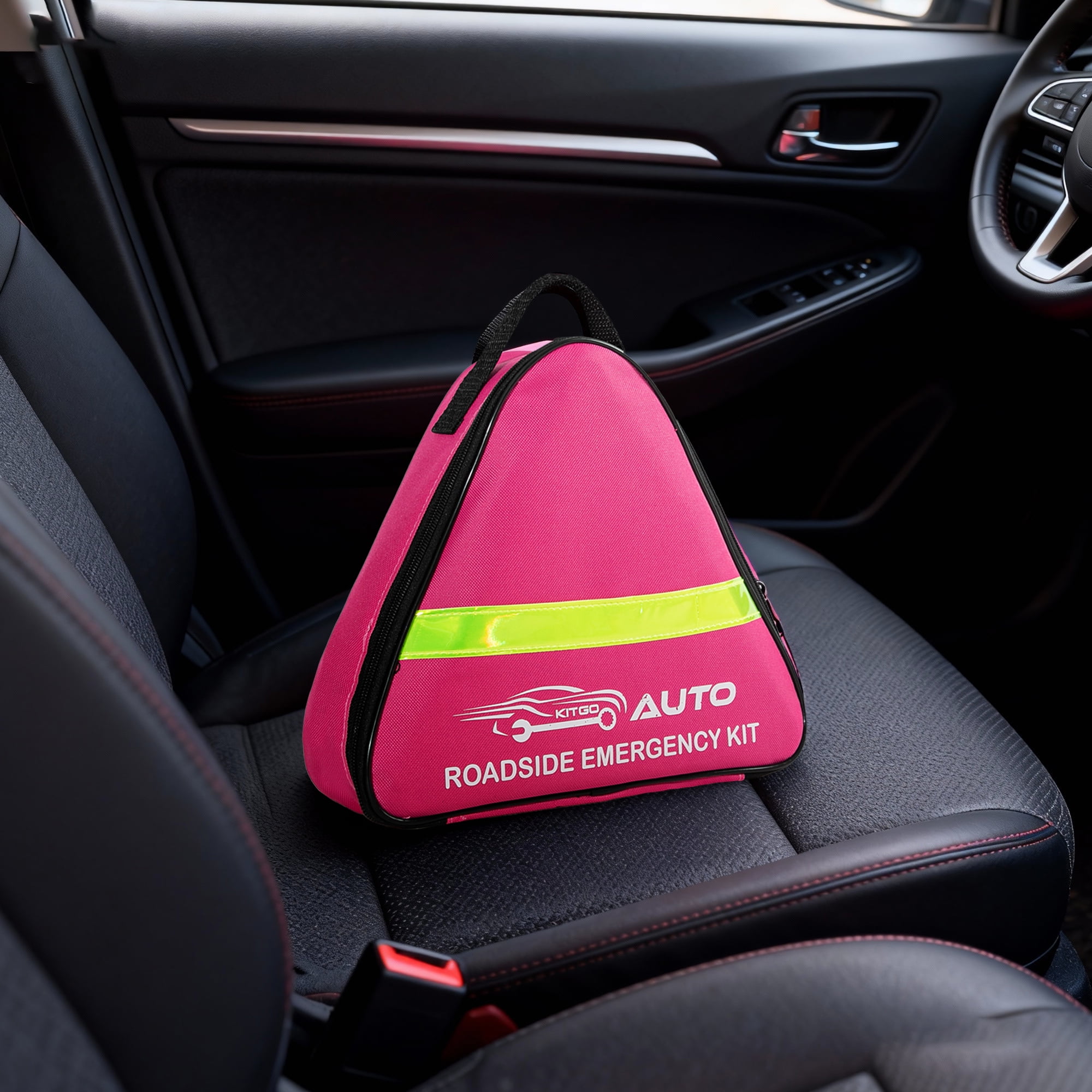 Kitgo Car Emergency Kit Roadside Safety Set with Jumper Cables (Pink, 1 Pack) 5to50