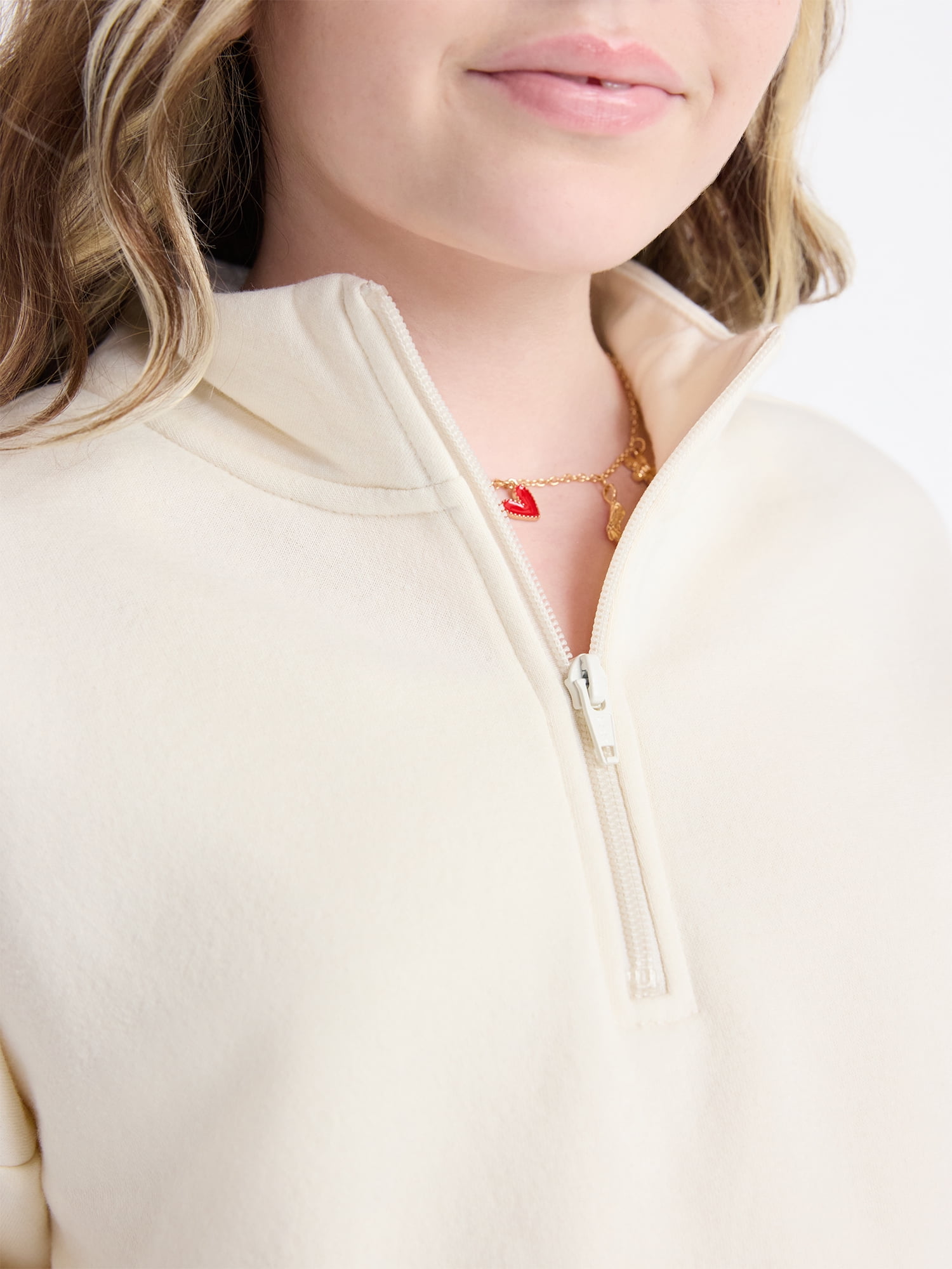 Weekend Academy Girls Fleece Quarter Zip Sweatshirt (White, XS) 0i9ft