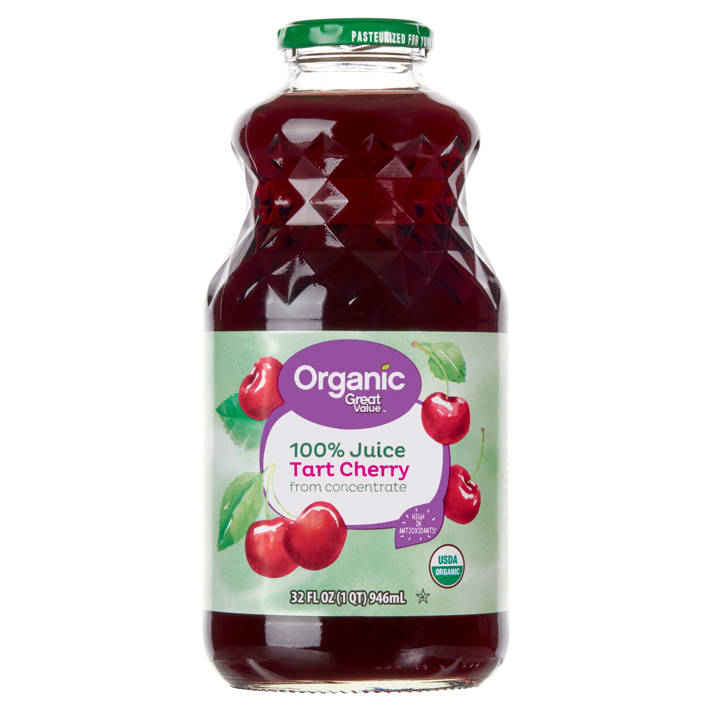 Great Value Organic Tart Cherry Juice, Antioxidant-Rich Fruit Drink (32 fl oz) gc2ip