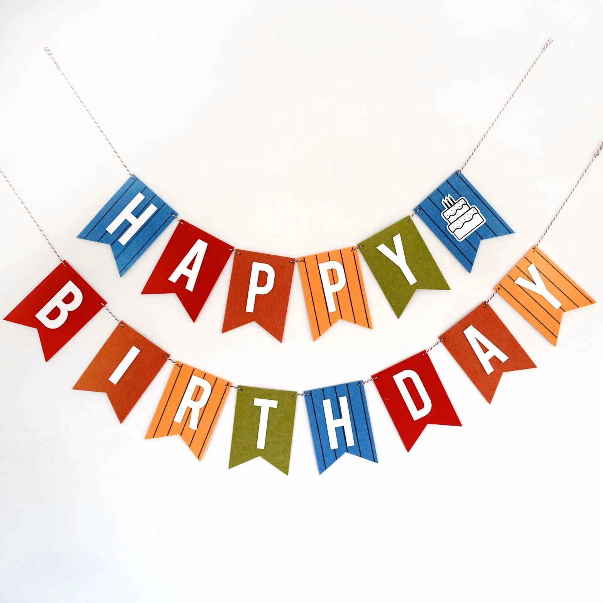 FLINT Happy Birthday Banner (Pinstripe Cake, 1 Count) 1vhlz