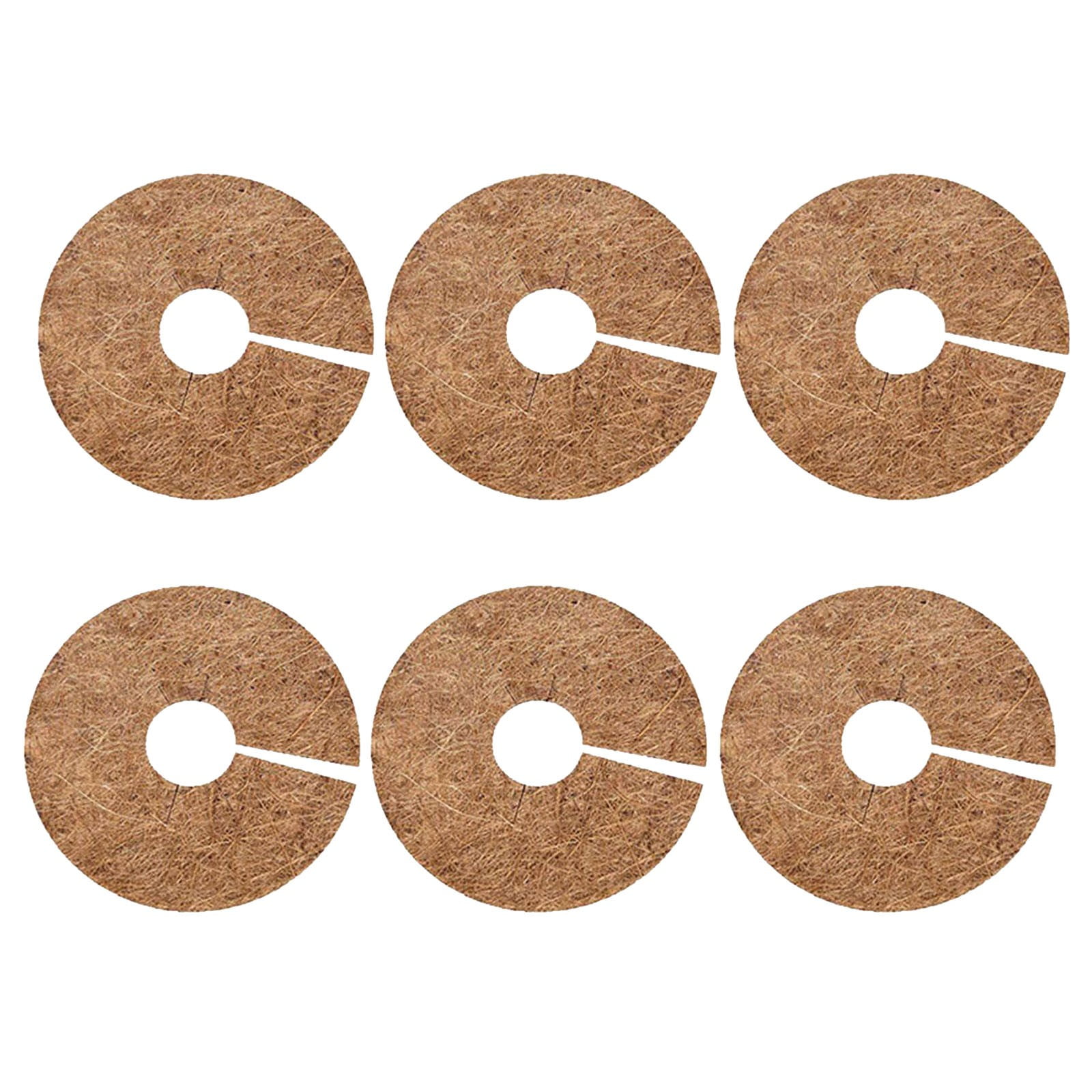 NANDIYNZHI Natural Coconut Fiber Mulch Ring for Plant Pots, Weed Barrier and Moisture Retention (6 Pack, 7.9 in) u492d