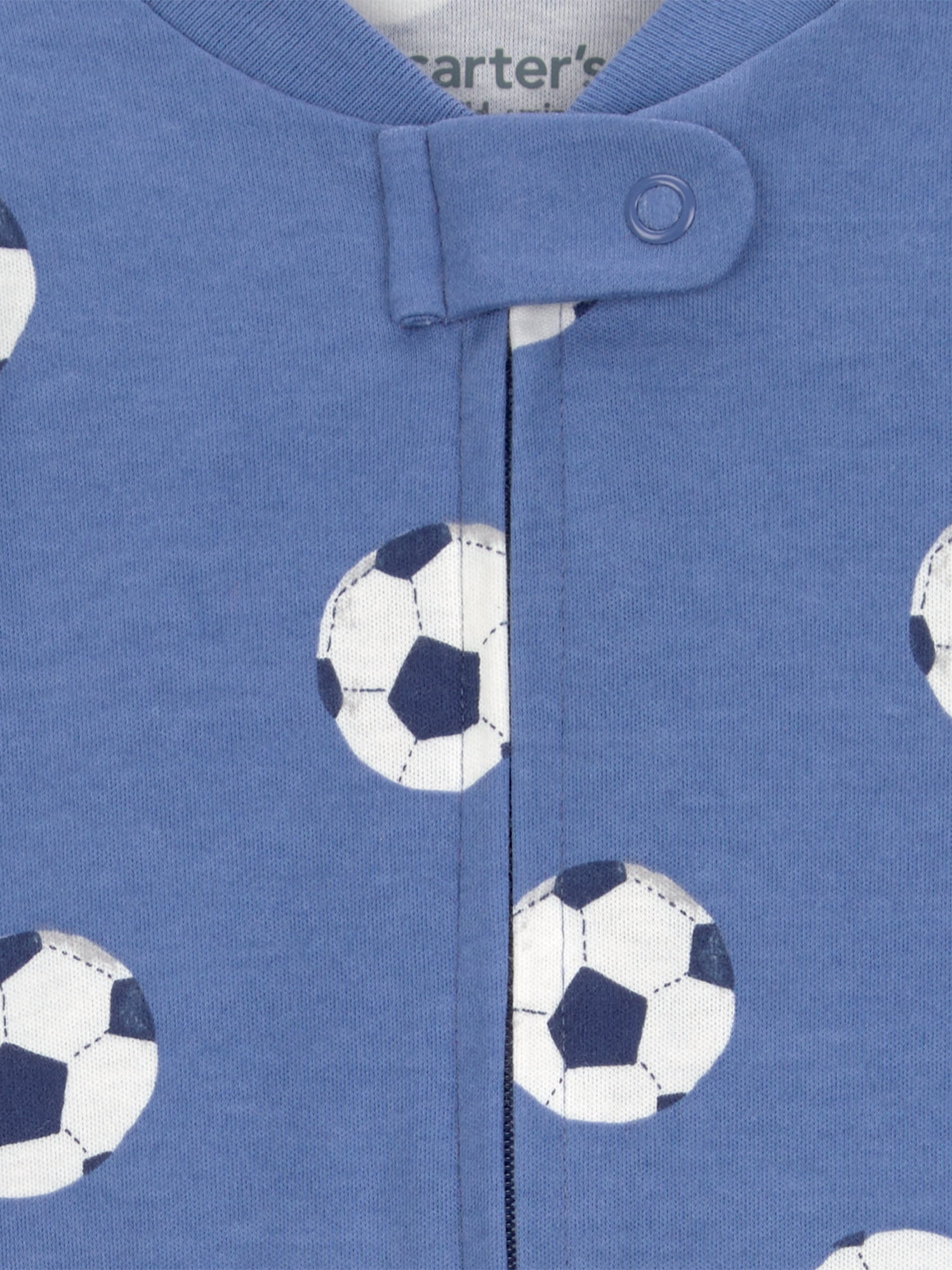 Carter's Child of Mine Baby Sleep 'N Play Soccer Print Cotton Romper (Blue, 6-9 Months) iur2d