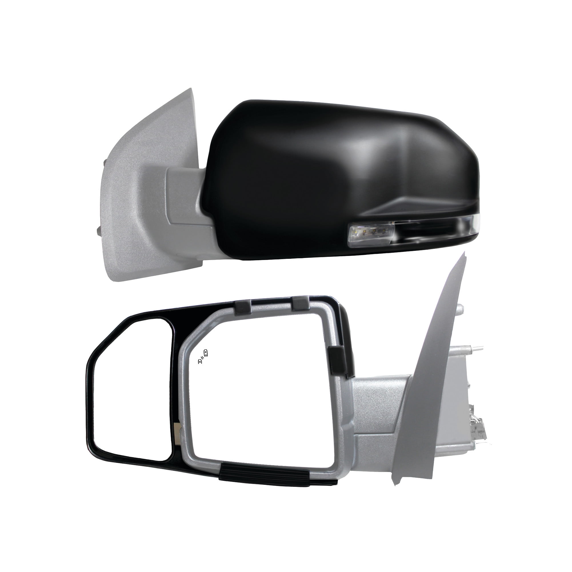 K-Source Snap-On Towing Mirrors for Ford F150 (Black, 2-Piece Set) j46wd