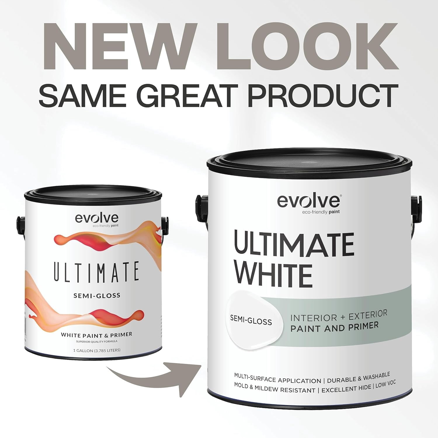 Evolve Ultimate Latex Paint & Primer, Semi-Gloss Finish, Interior & Exterior (White, 128 fl oz) h5ukr