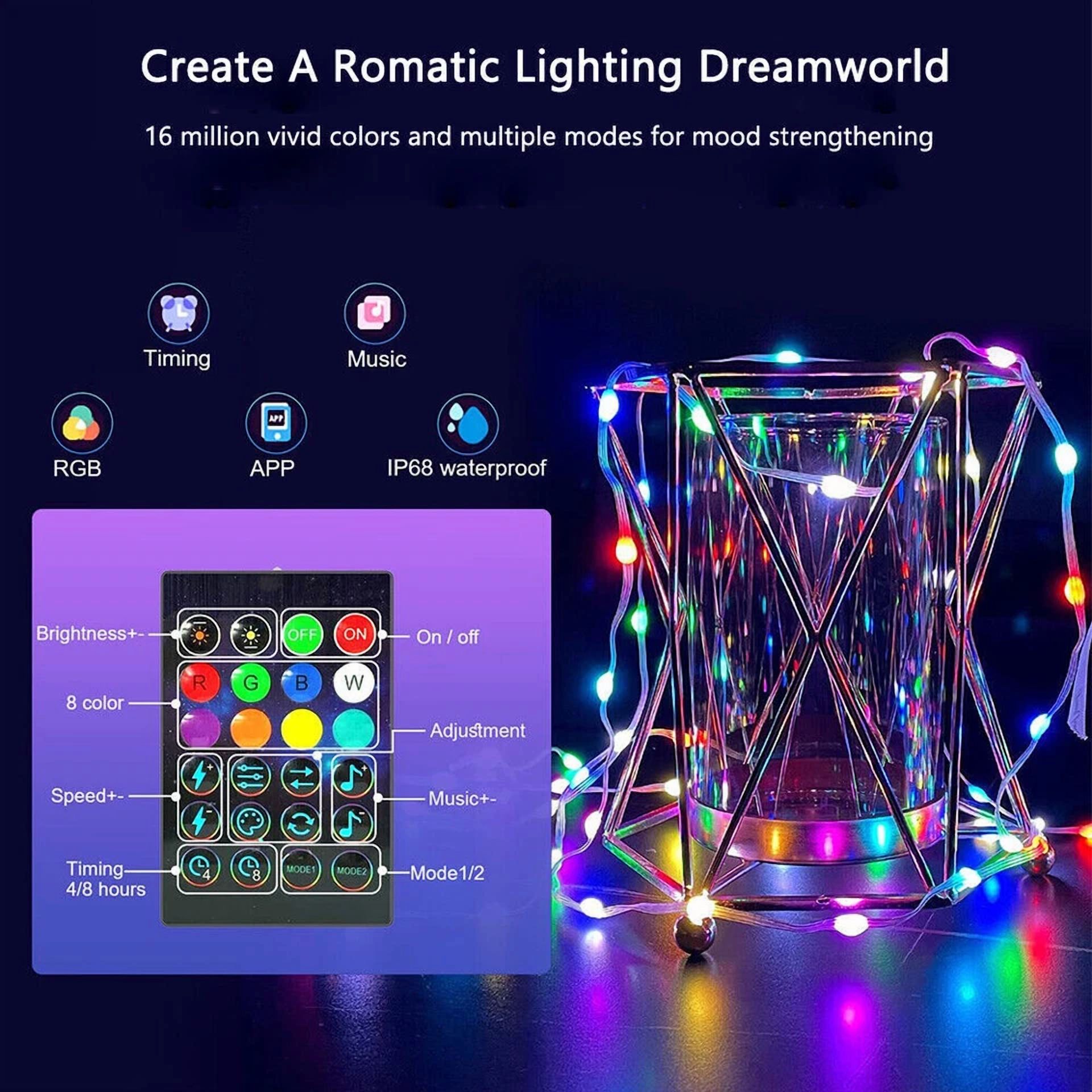 VAULT LED Strip String Fairy Lights Remote Control Color Changing RGB (Multi-Color, 33 ft) 4ebcf