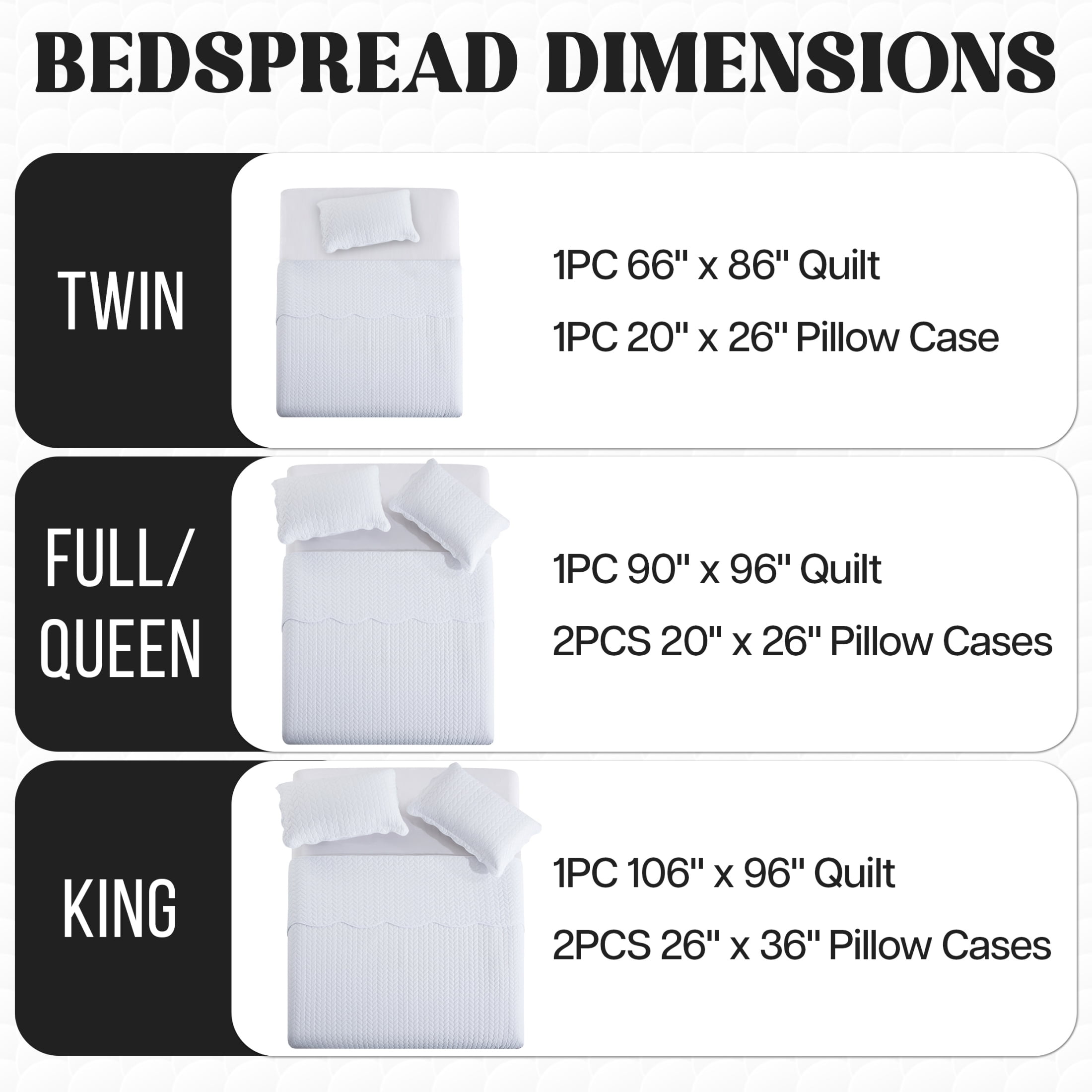 Imperial Rooms Chevron Pattern Reversible Quilt Set, Soft Microfiber Bedspread with Pillow Shams (White, Twin Size) rtoc2