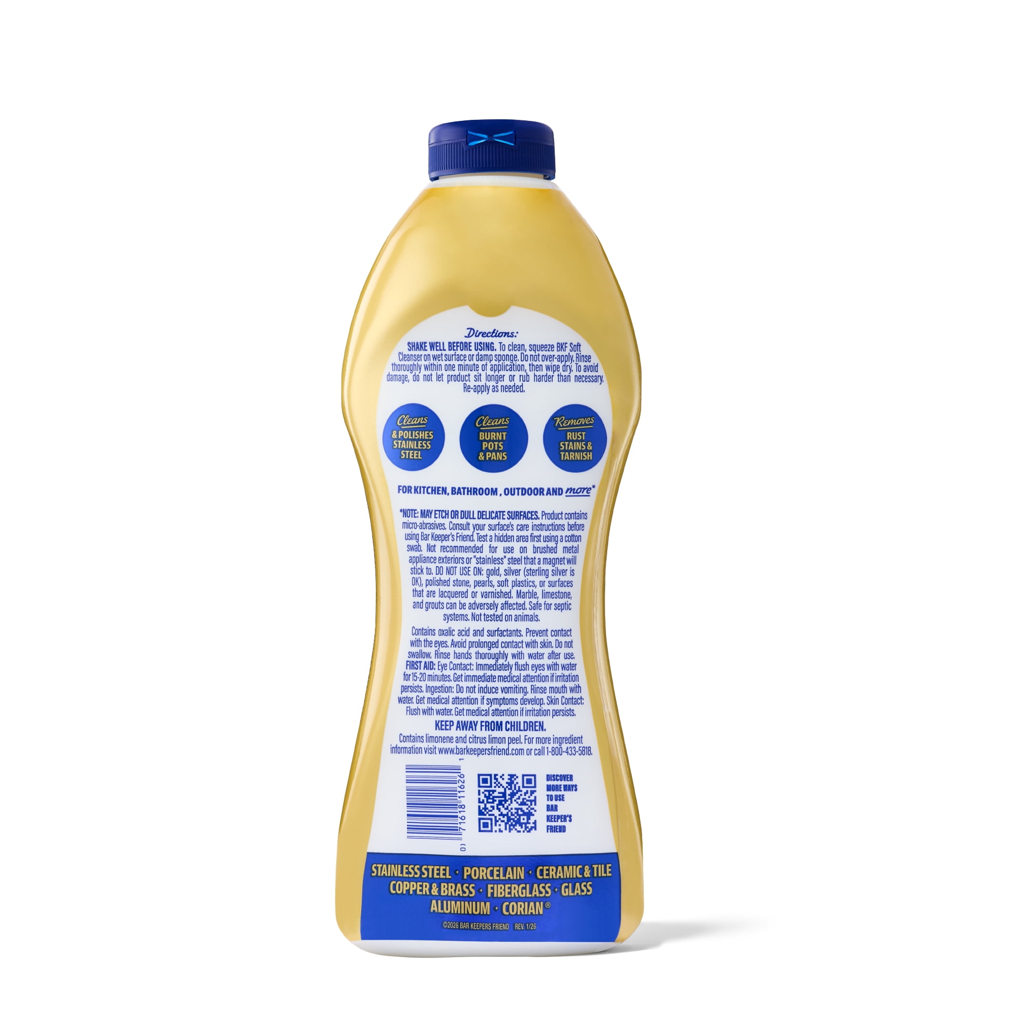 Bar Keepers Friend Soft Cleanser Liquid Surface Cleaner for Kitchen and Bathroom (Citrus, 26 oz, 6 Pack) shd4z