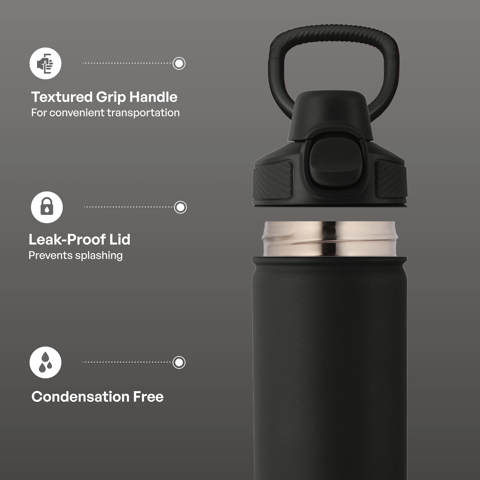 TAL Ranger Stainless Steel Insulated Water Vessel with Push Lock Lid (Black, 28 fl oz) p5r2e