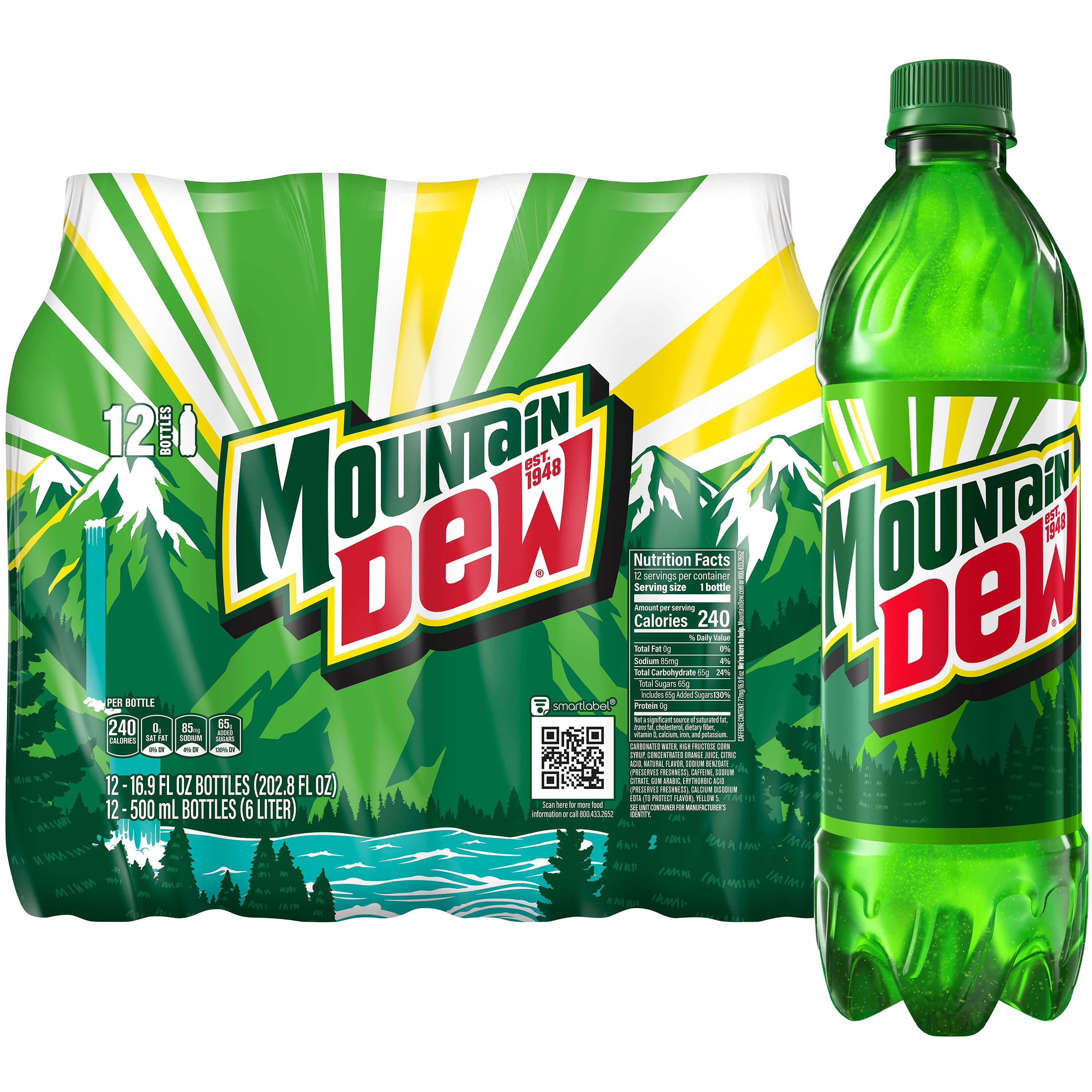 Mountain Dew Citrus Soda Pop, Intense Refreshing Carbonated Beverage (12 Pack, 16.9 fl oz) bk0ka