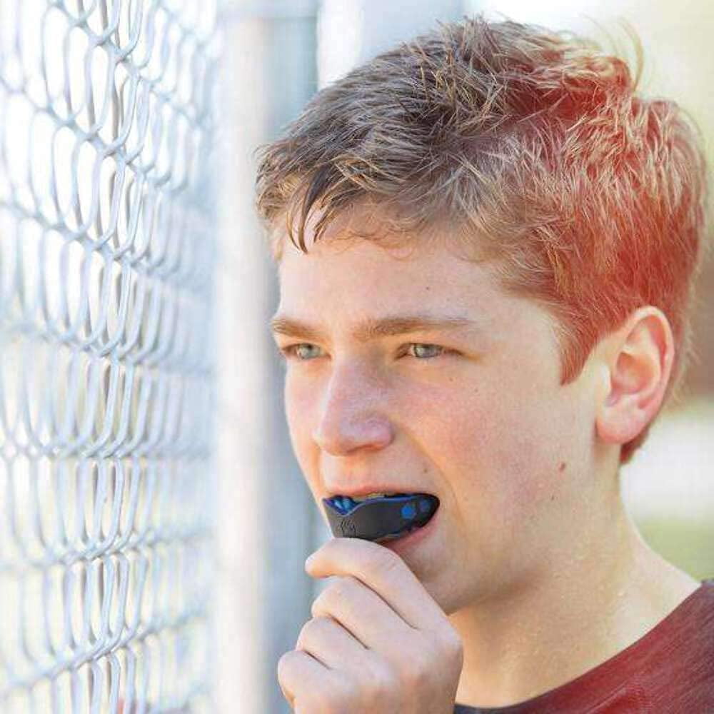 Shock Doctor Gel Max Mouthguard Heavy-Duty Impact Protection (Blue/Black, Adult) 5use8