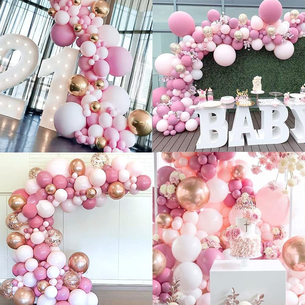 MMTX Pink Balloon Garland Arch Kit with Confetti and Rose Gold 4D Balloons for Party Decorations (86 Piece Set) en75q