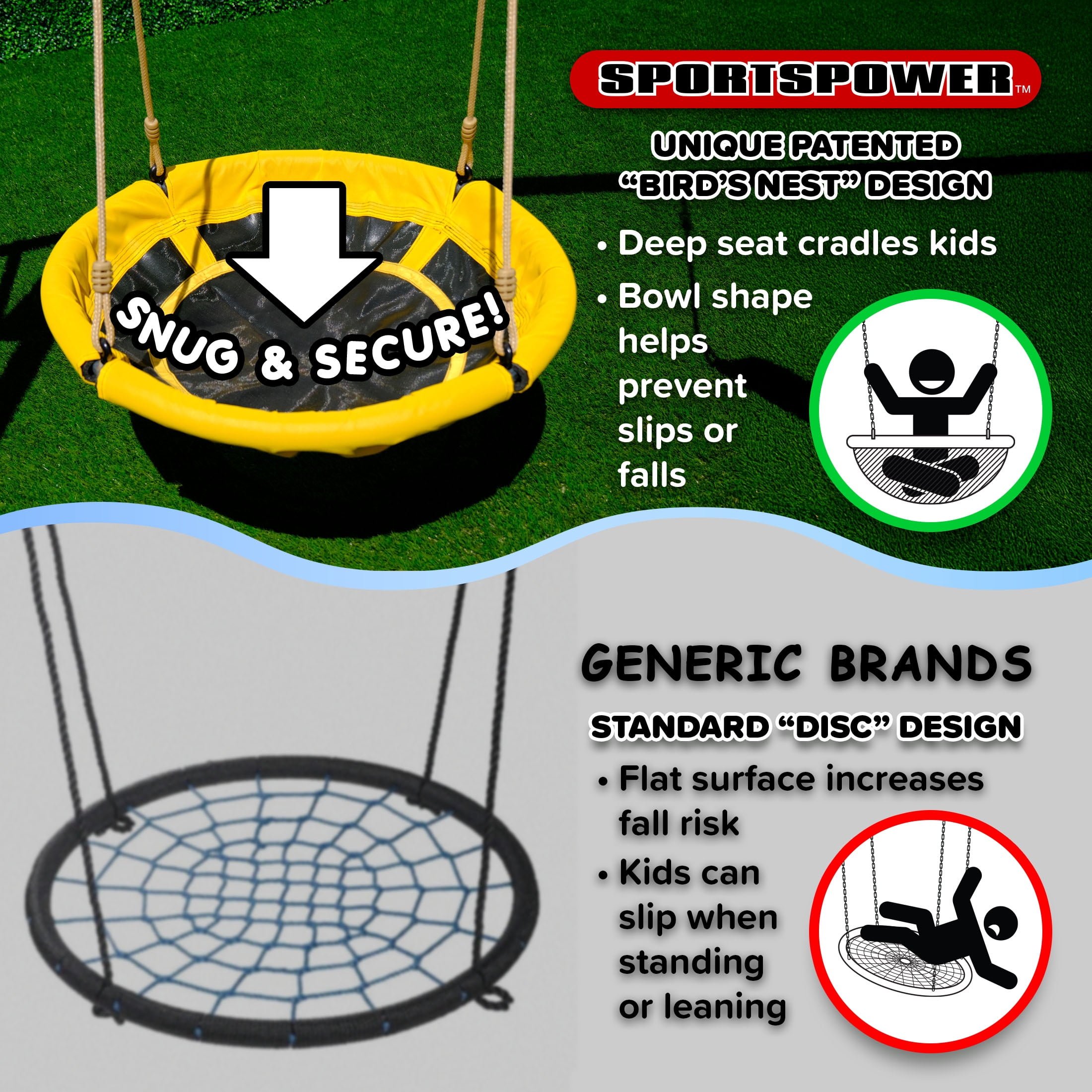 Sportspower Super Saucer Metal Swing Set with 2 Swings, Saucer Swing, and 5 ft Double Wall Slide (Multi-Color) zfbzf