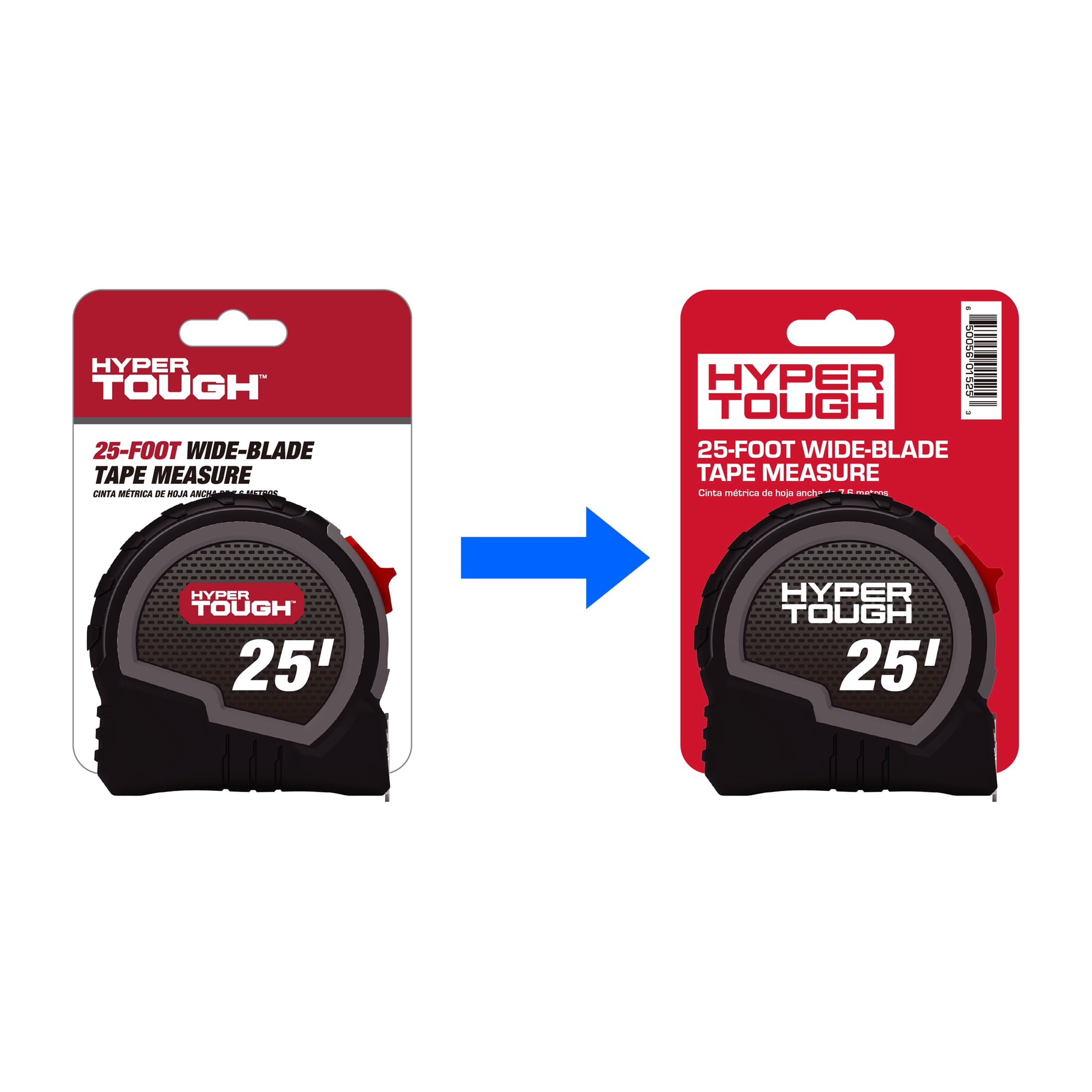 Hyper Tough Wide Blade Steel Tape Measure (Grey, 25 ft) 6gosw