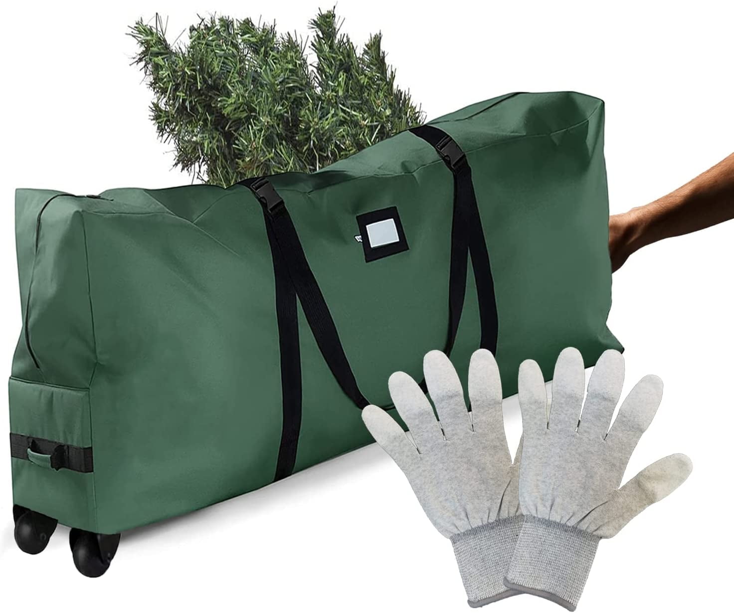 Skywee Rolling Christmas Tree Storage Bag for Artificial Trees up to 9 ft (Green, 1 Pack) 0fok9