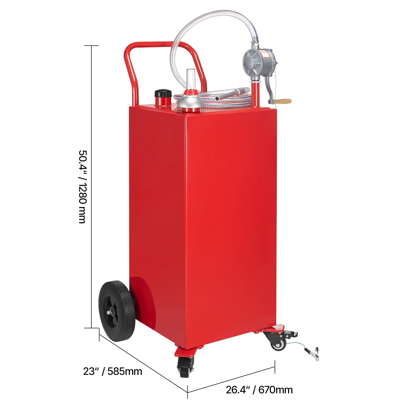 KFFKFF 40-Gallon Portable Fuel Storage Tank with Manual Pump (Red, 40 Gallon) 8y1bi
