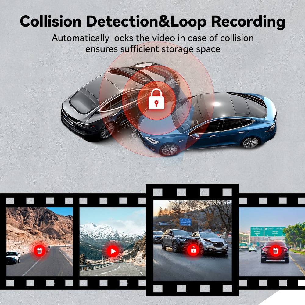 REDTIGER A6 3-Channel Dash Cam, Front Rear and Interior Triple Camera, WiFi GPS Touch Screen (Black, 64GB) fagw2