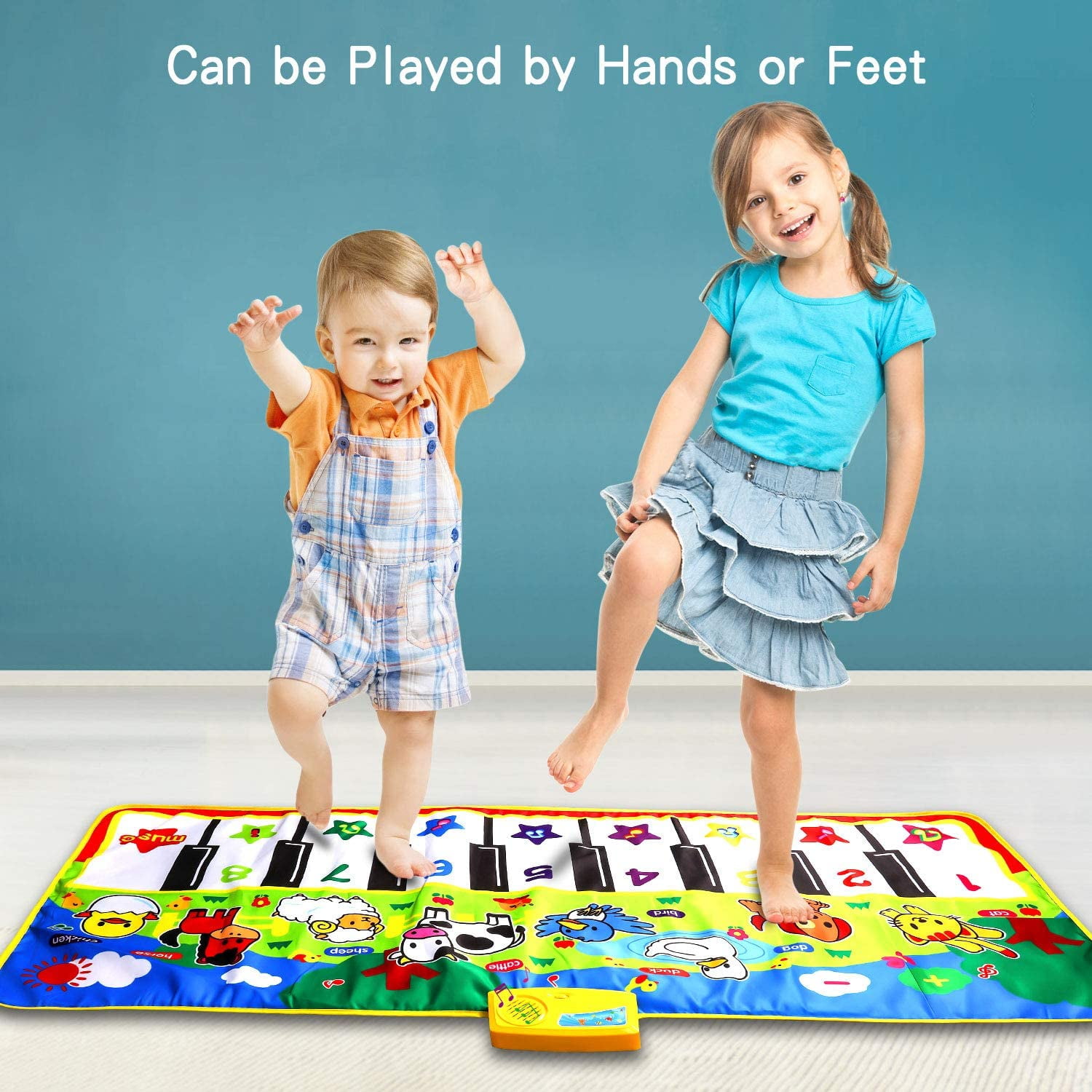 Rirool Interactive Music Piano Mat for Kids, Educational Dance Floor Toy with 8 Animal Sounds (53 in x 23 in) i7qr0