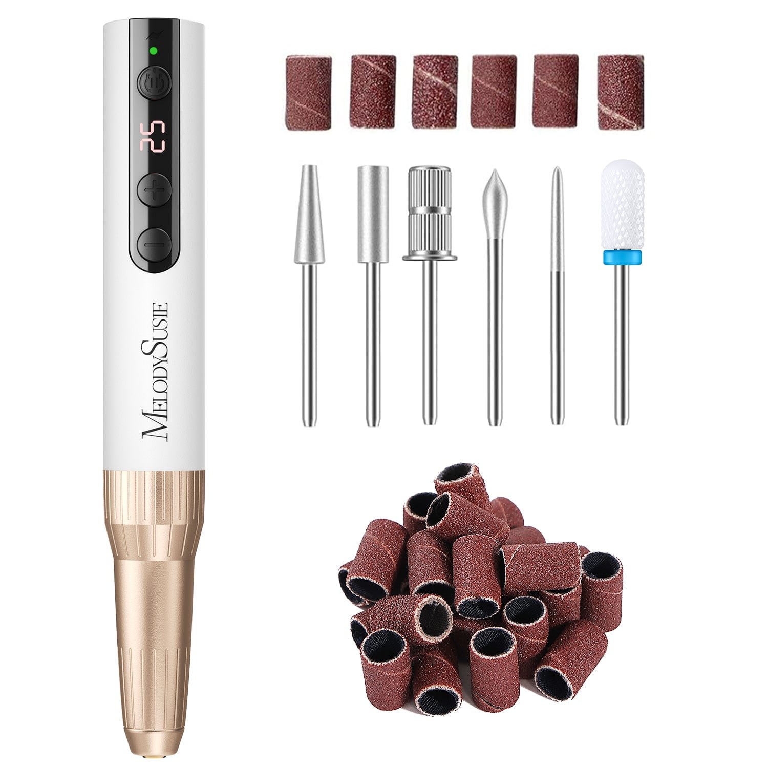 MelodySusie PC180E Cordless Rechargeable Nail Drill Professional Electric Manicure File (White, 1 Count) 4umt4