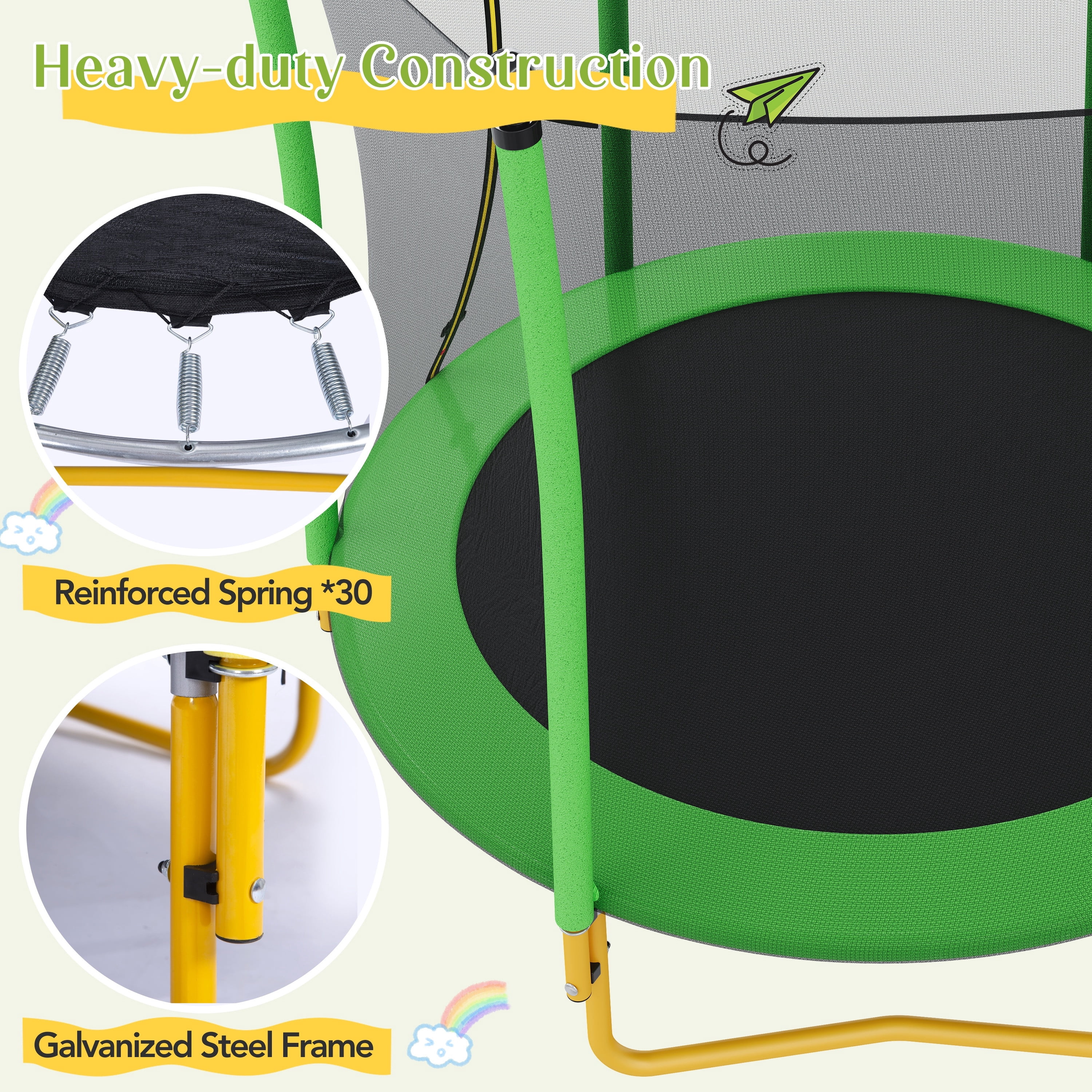 Segmart 5.5 ft Kids Trampoline with Safety Enclosure and Spring Padding (Green, 220 lb) n08kj