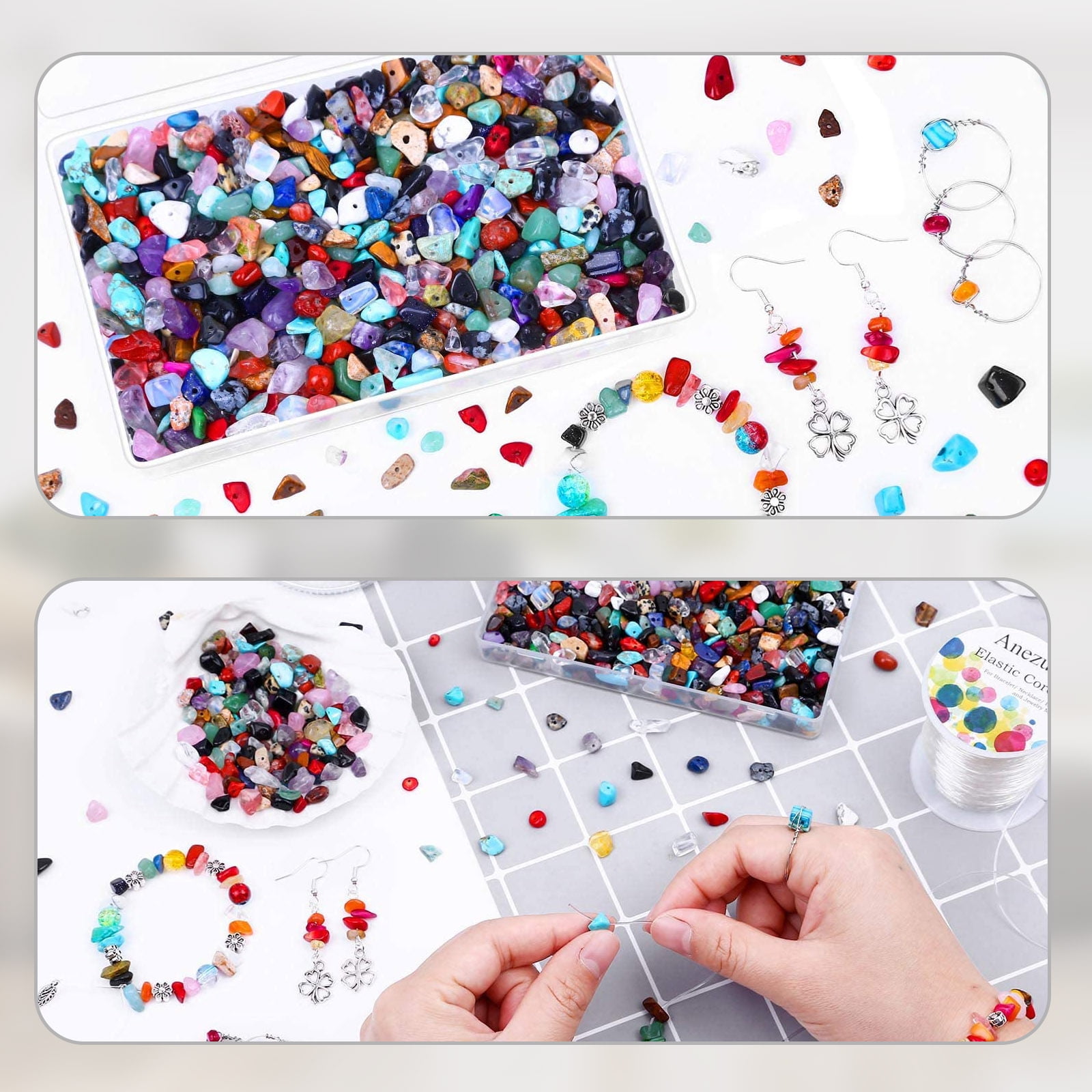 TSV Natural Gemstone Beads, Irregular Crystal Chips for Jewelry Making (Multi-Color, 1200 Pieces) i4qzz