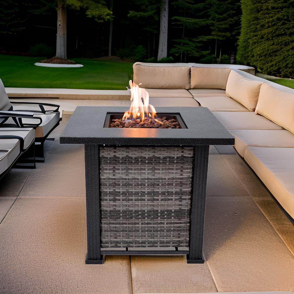 Sol Living Adana 28 in Outdoor Propane Fire Pit Table (Grey, 28 in x 28 in x 24.4 in) 005sh