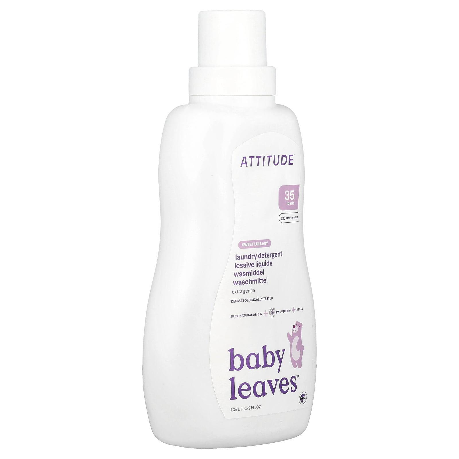 ATTITUDE Hypoallergenic Baby Laundry Detergent, Extra Gentle Concentrated Formula, Sweet Lullaby Scent (35.5 fl oz) 2l90k