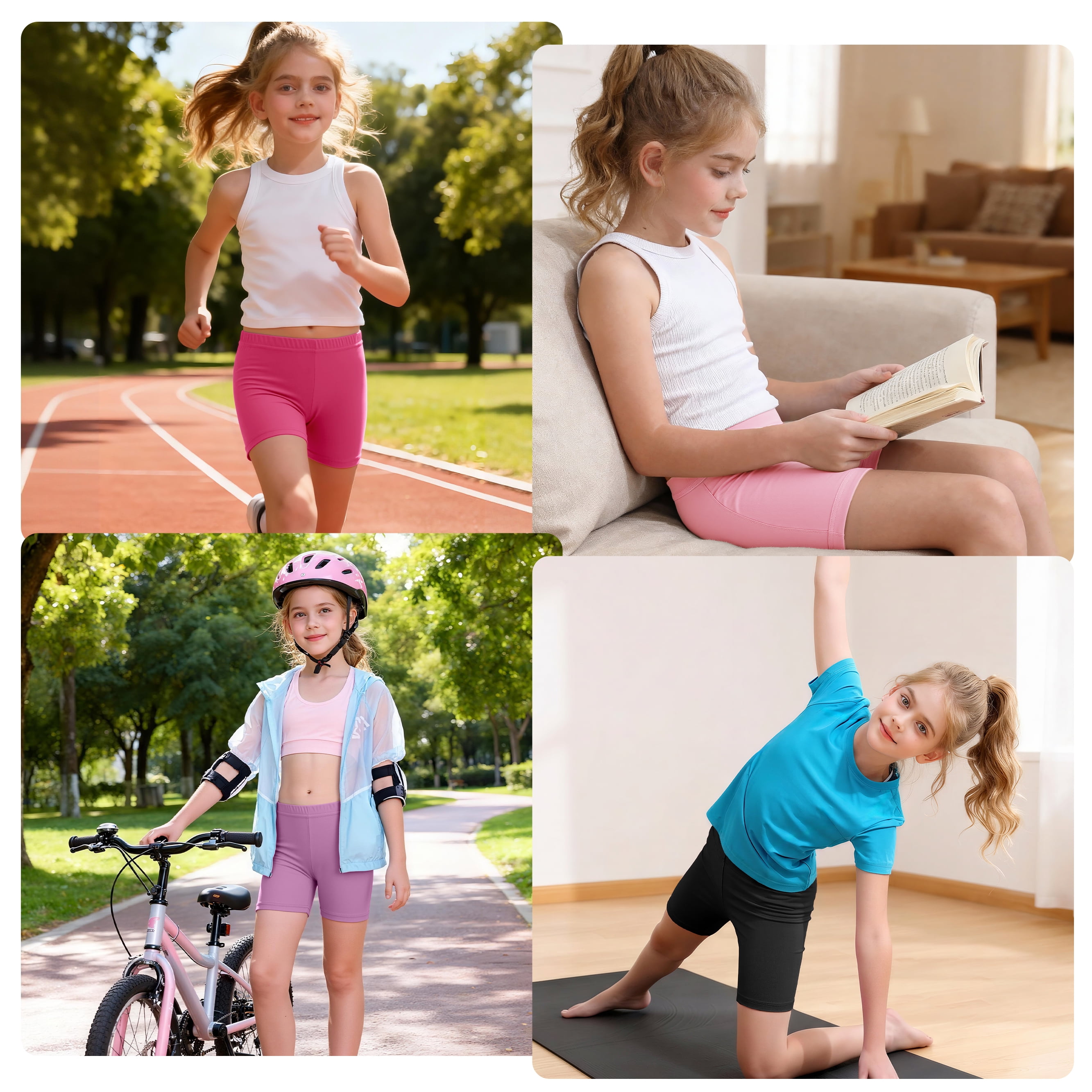 Resinta Girls Bike Shorts Under Dress Dance Cartwheel Shorts (Orange, 6 Pack) 6l54b