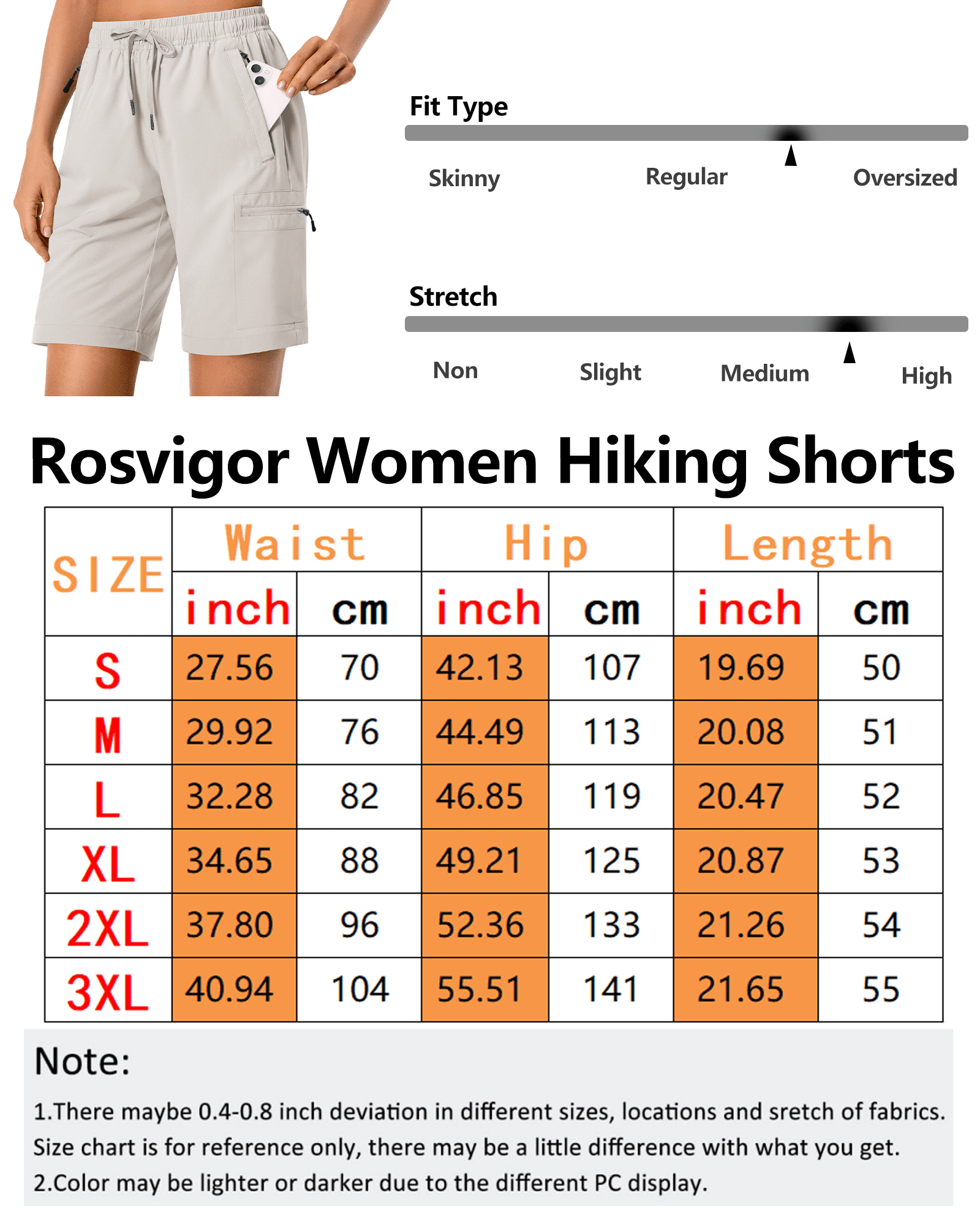 Rosvigor Womens Hiking Cargo Shorts Quick Dry Athletic Shorts with Pockets (Beige, Medium) kxh4x