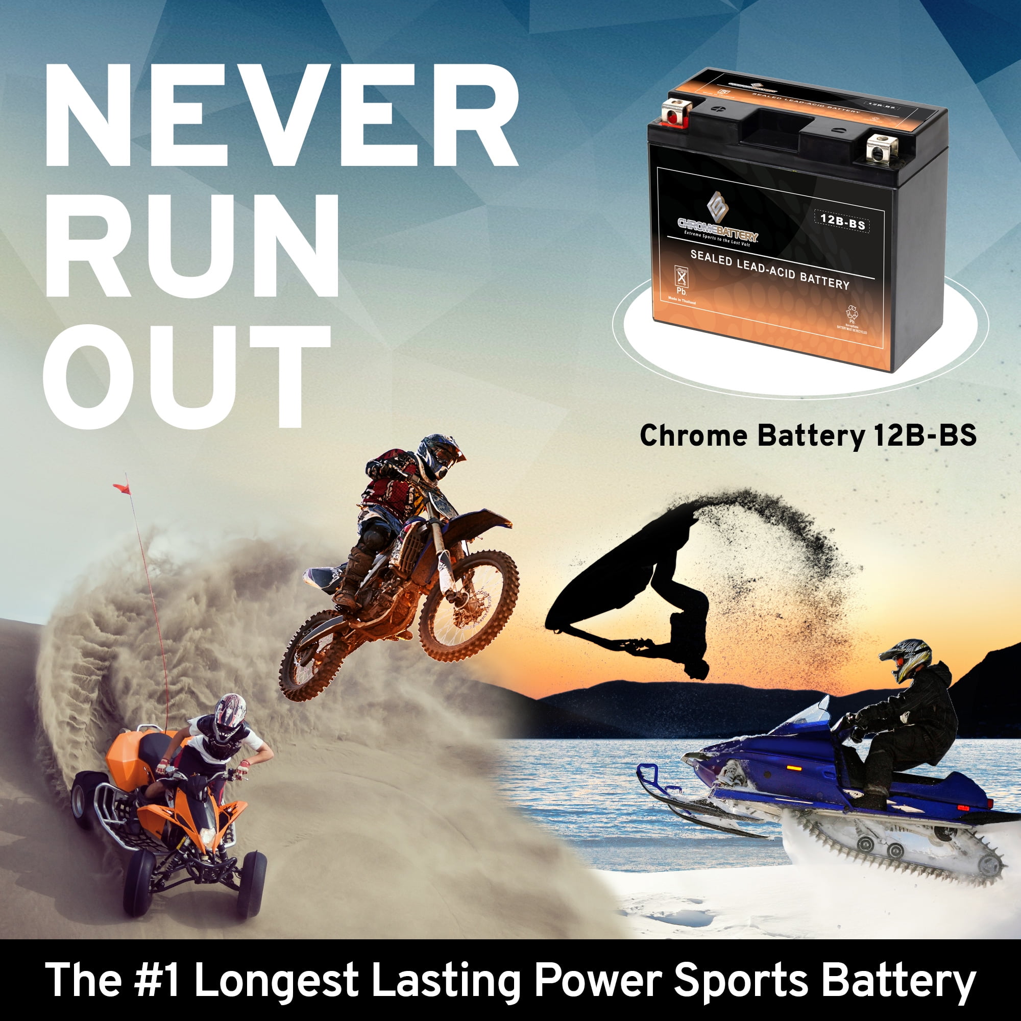 Chrome Battery YT12B-BS AGM Motorcycle Battery for Yamaha YZF-R1 (12 Volts, 10 Ah, 125 CCA) 1aiyz