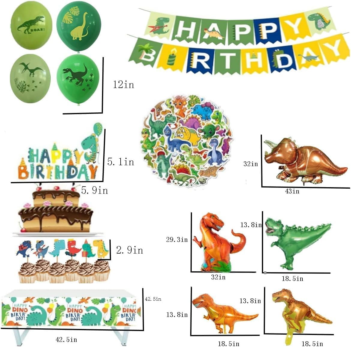 Matecam X1 Dinosaur Birthday Party Decorations Set (Multicolor, 109 Piece Kit) q00um