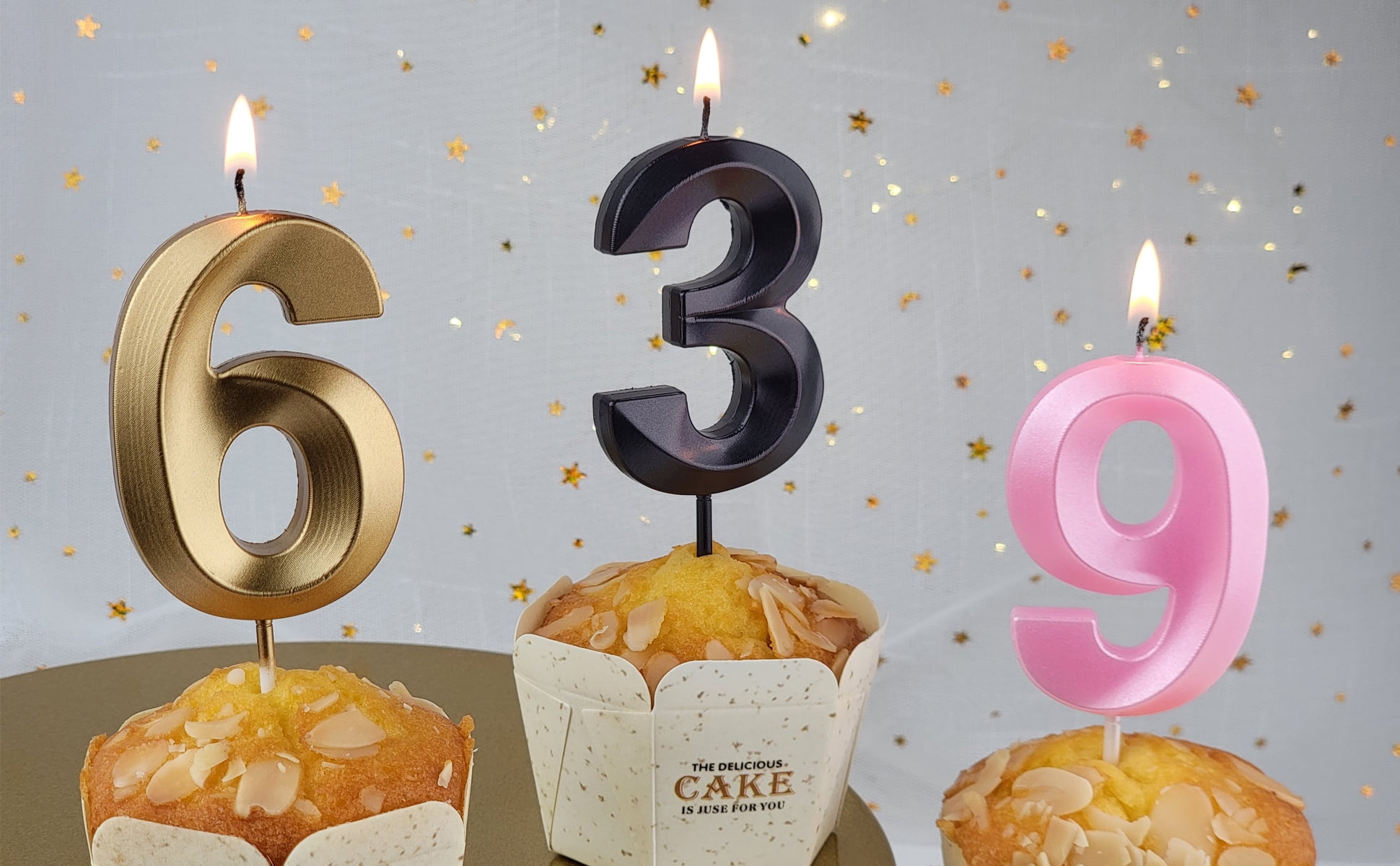 VITAM AMO Number 0 Birthday Cake Candle, 3D Metallic Black Decorative Party Topper (Large) h8r30