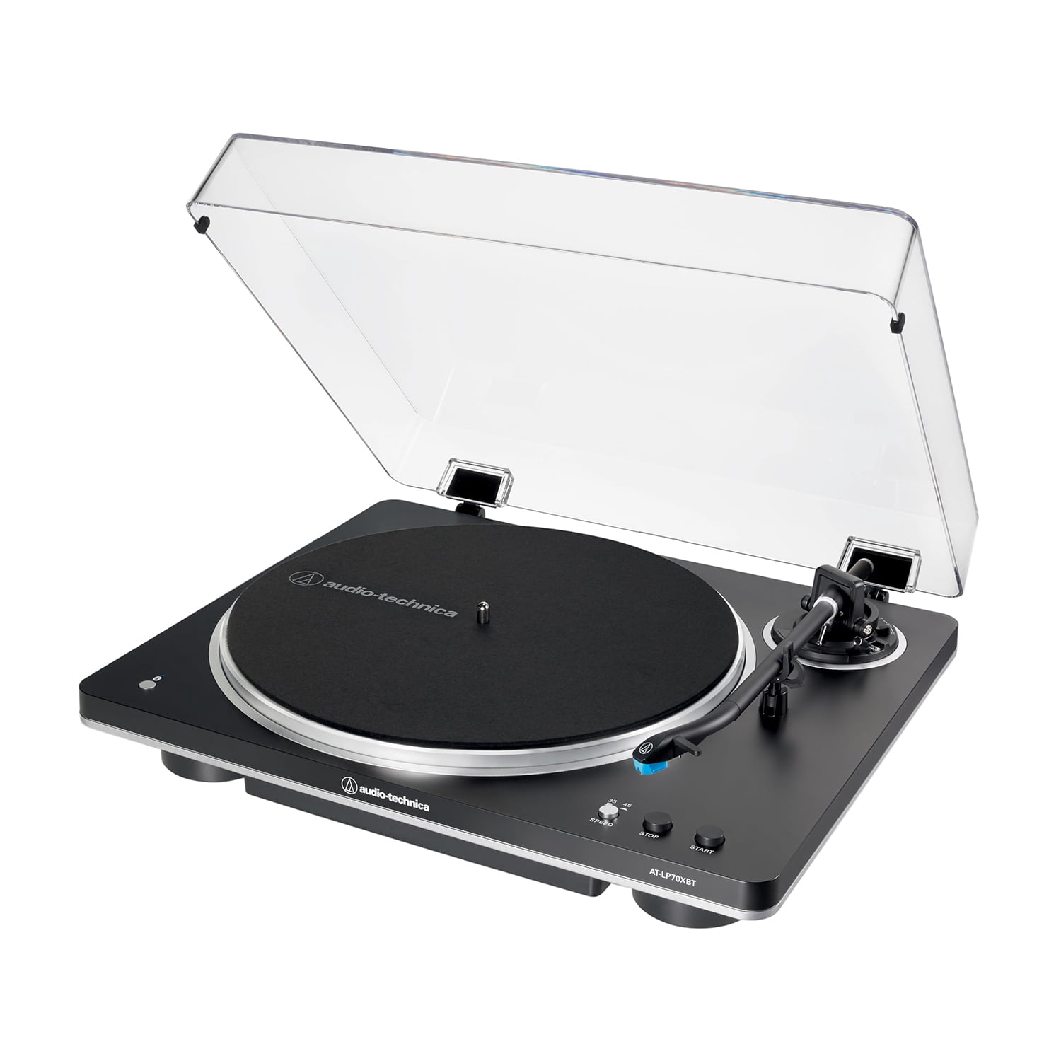 Audio-Technica AT-LP70XBT Fully Automatic Wireless Belt-Drive Turntable Bundle with Silicone Platter Mat and Record Cleaning Kit (Black) e7vke