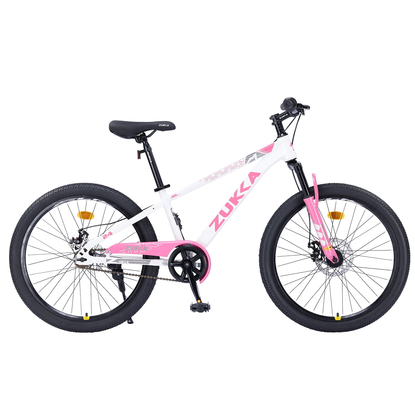 Holaki 24-inch Kids Mountain Bike with Suspension Fork and Double Disc Brakes (White, 24 in) 2mtkq
