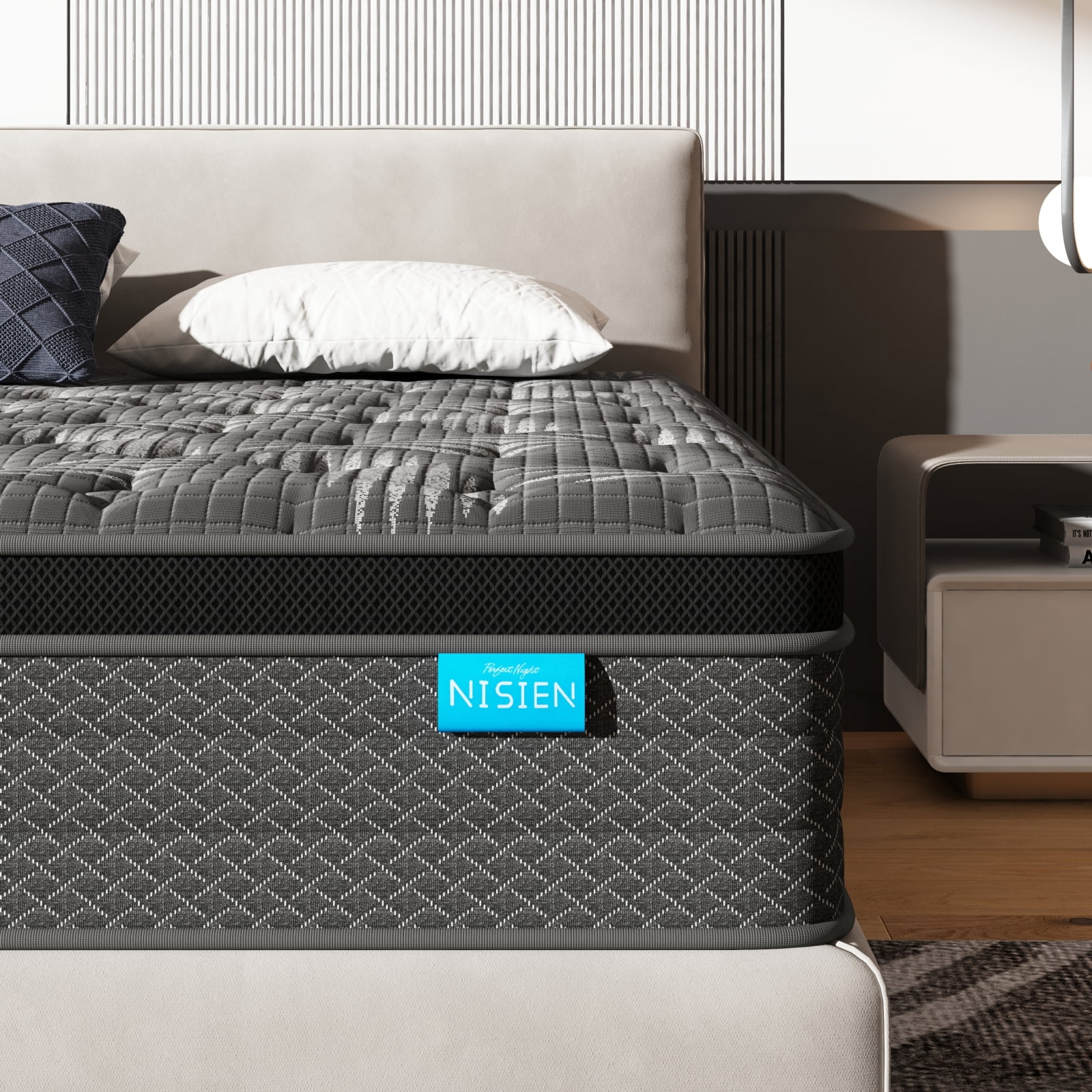Nisien Queen Hybrid Mattress, Gel Memory Foam and Pocket Spring Innerspring Mattress for Pressure Relief (Medium Firm, 60 in x 80 in x 12 in) 9ch0p