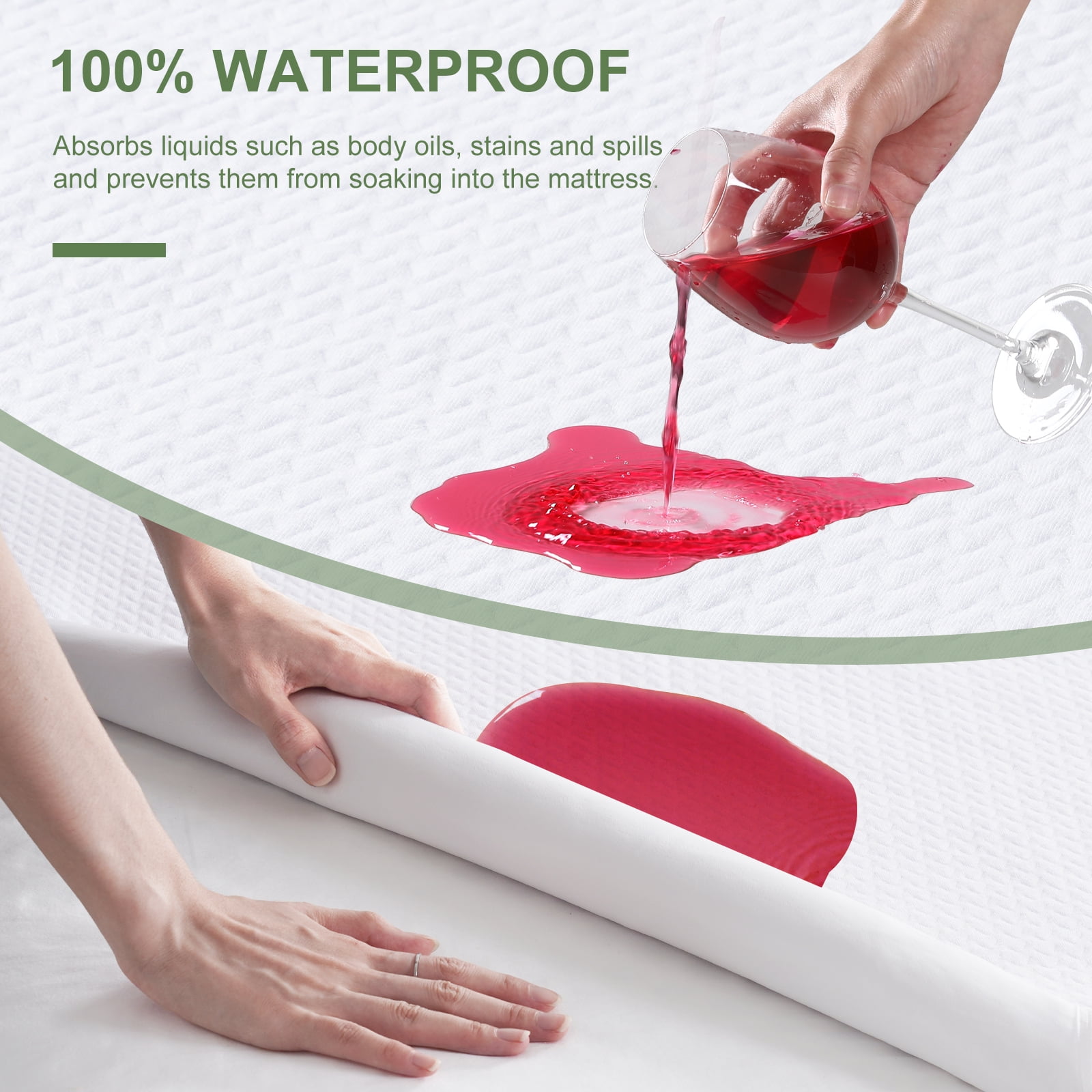 EMONIA Waterproof Mattress Protector (King, White) Premium Bamboo Viscose Cooling Bed Cover with 8-21 in Deep Pocket 89vlu
